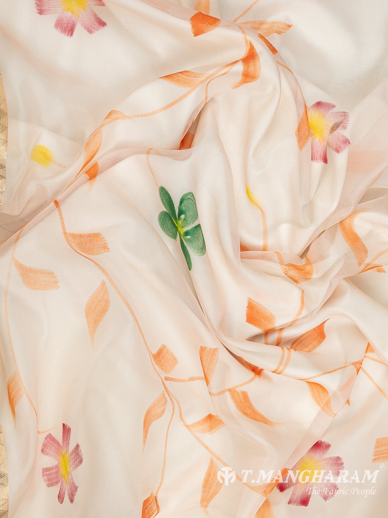 Peach Semi Banaras Fabric - EB9393