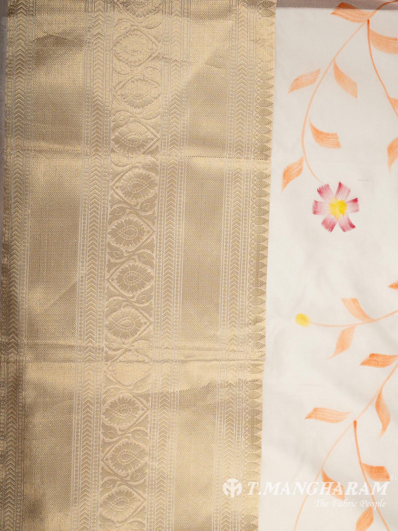 Peach Semi Banaras Fabric - EB9393
