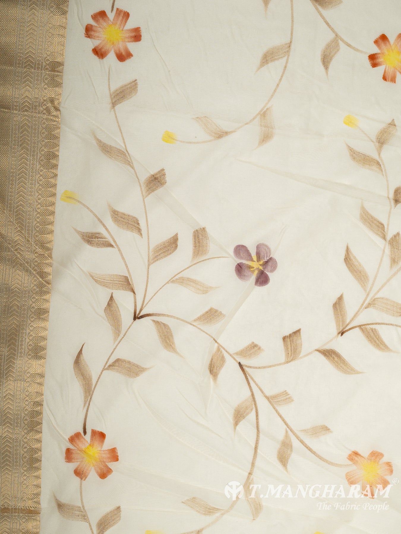 Beige Semi Banaras Fabric - EB9391