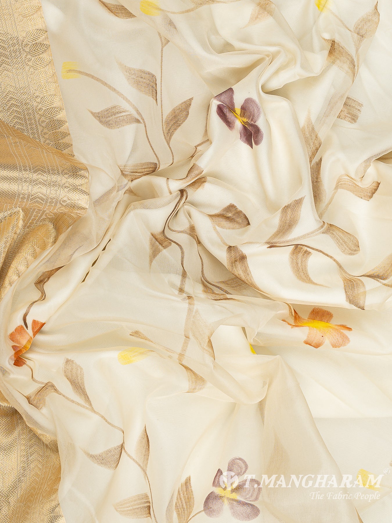 Beige Semi Banaras Fabric - EB9391
