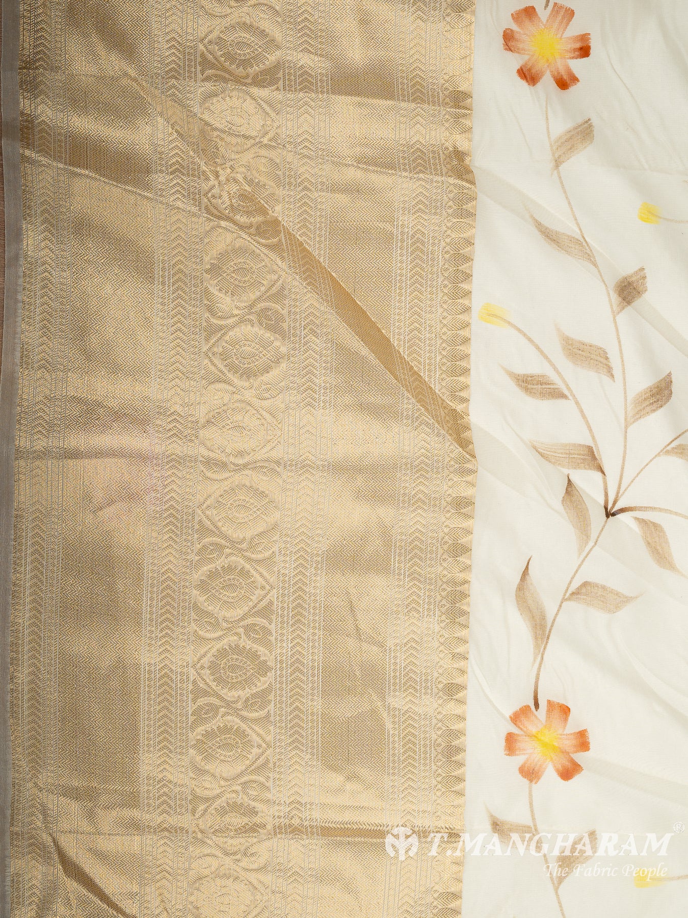Beige Semi Banaras Fabric - EB9391