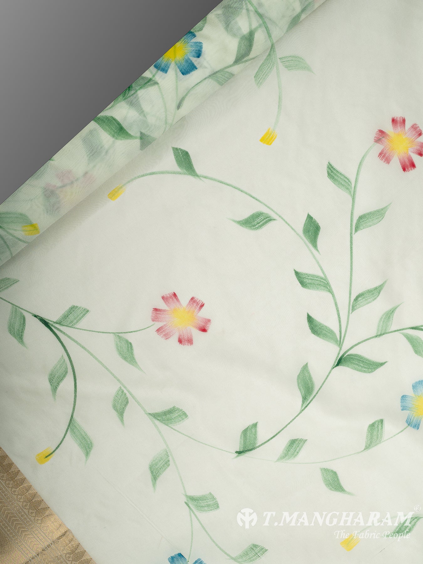 Cream Semi Banaras Fabric - EB9392