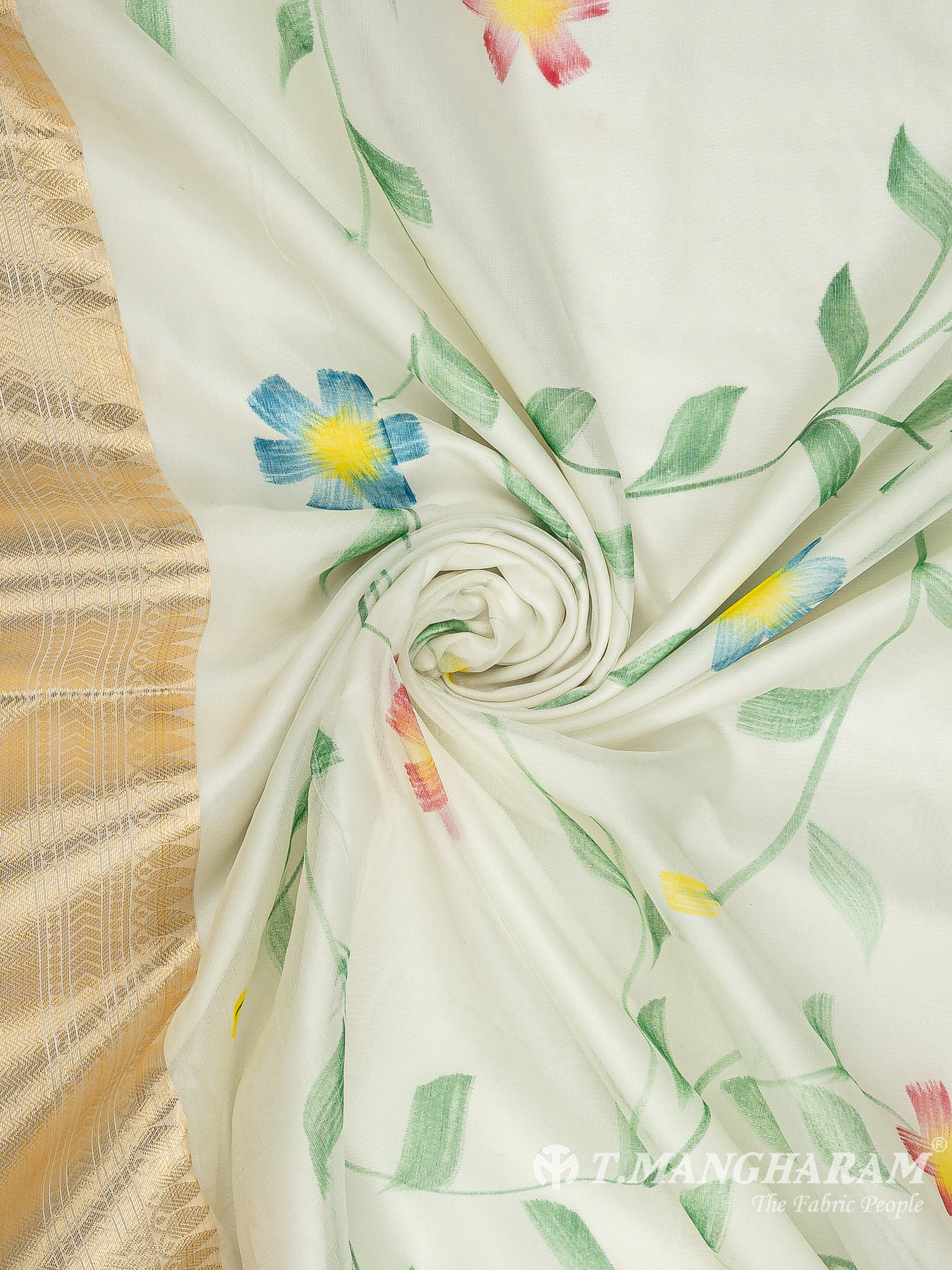 Cream Semi Banaras Fabric - EB9392