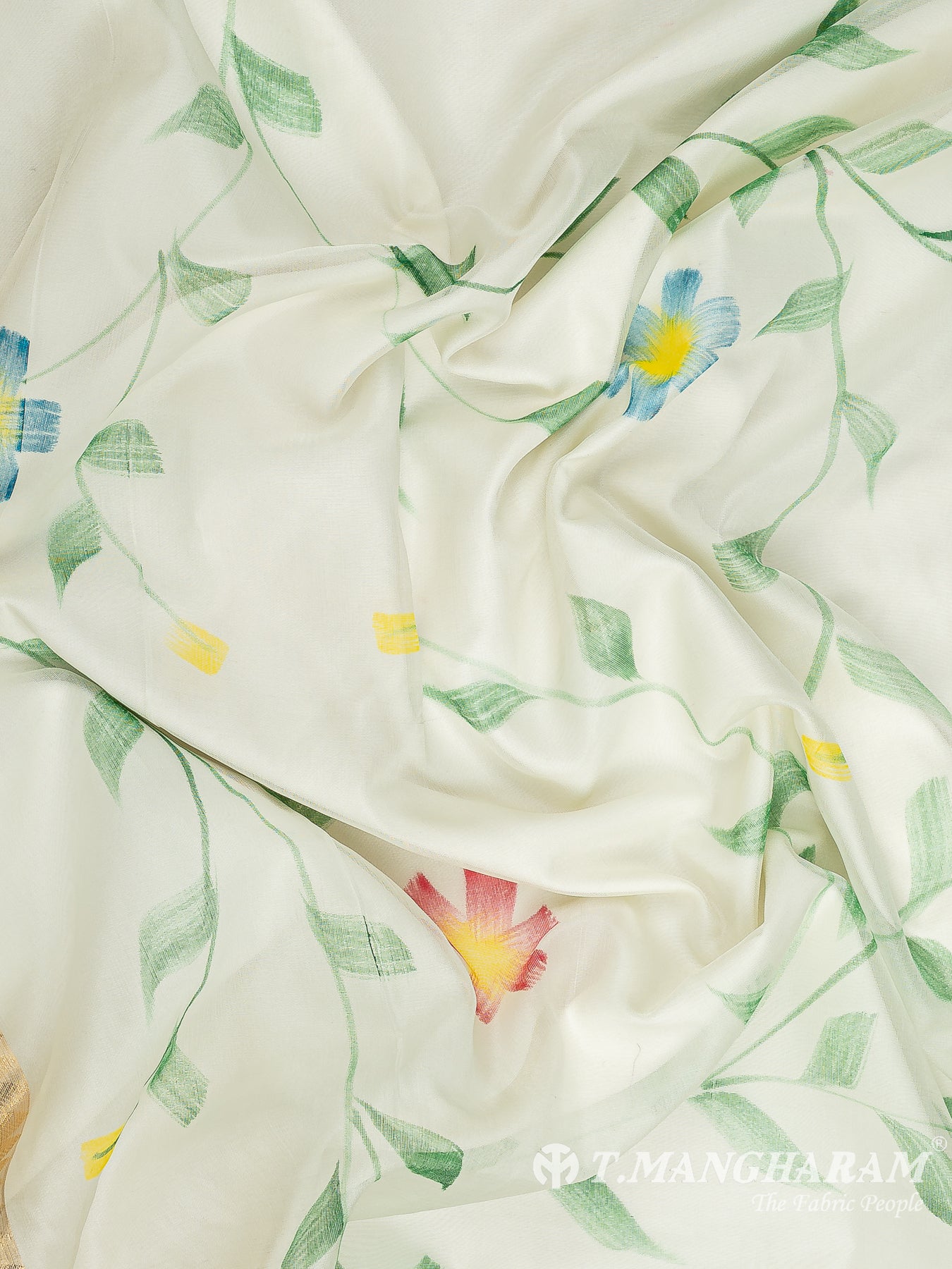 Cream Semi Banaras Fabric - EB9392