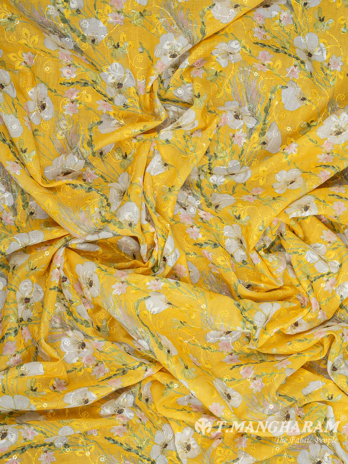 Yellow Cotton Embroidery Fabric - EA3843