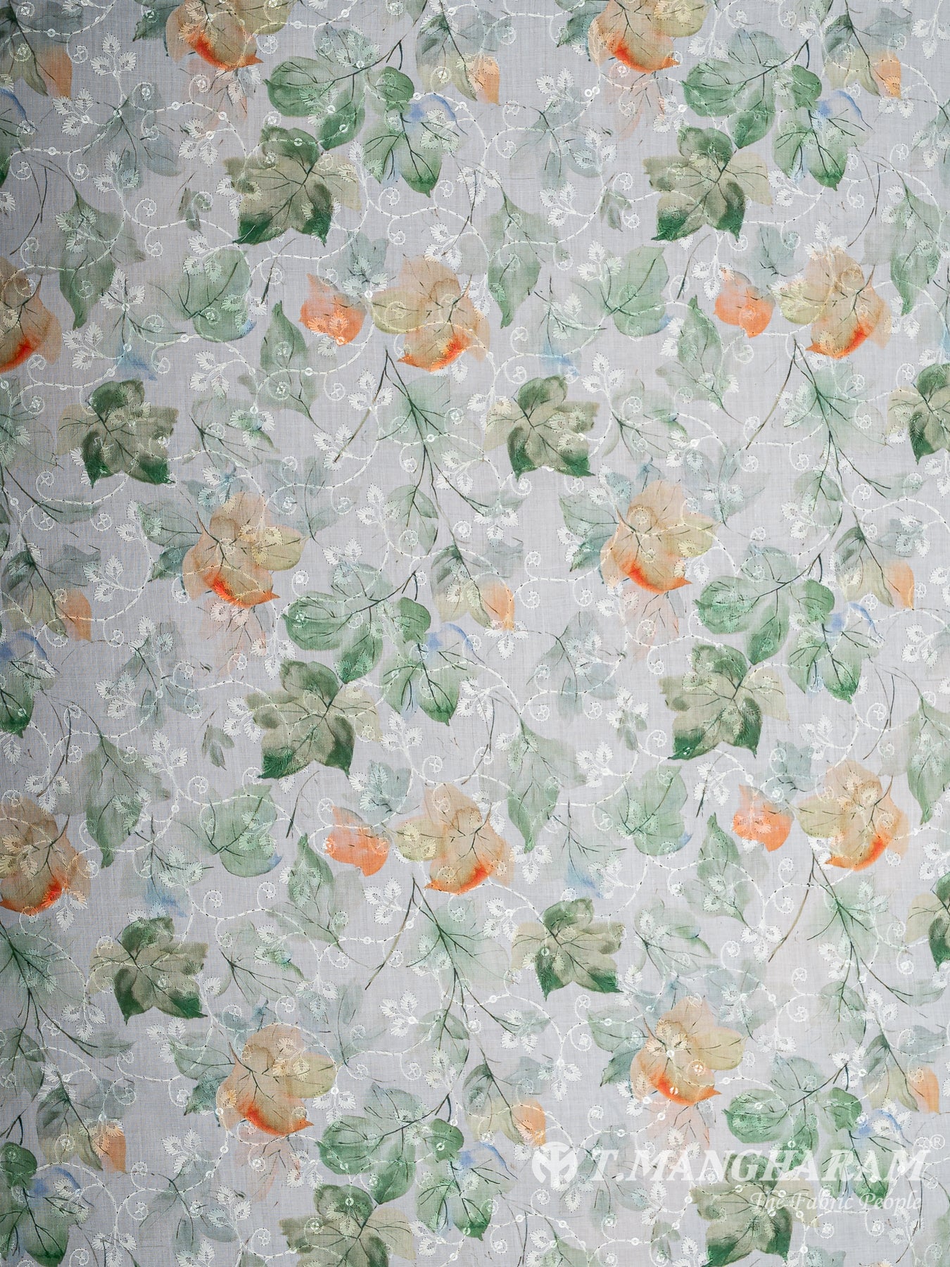 White Cotton Embroidery Fabric - EA3834