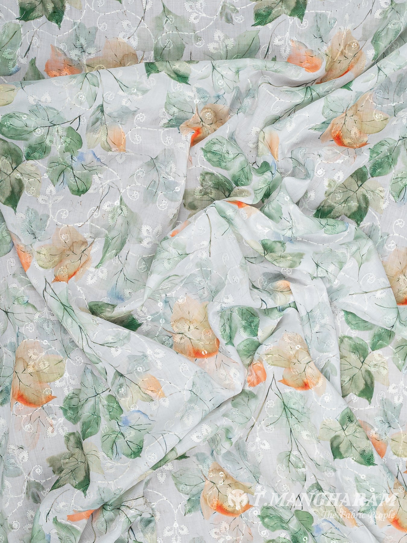 White Cotton Embroidery Fabric - EA3834