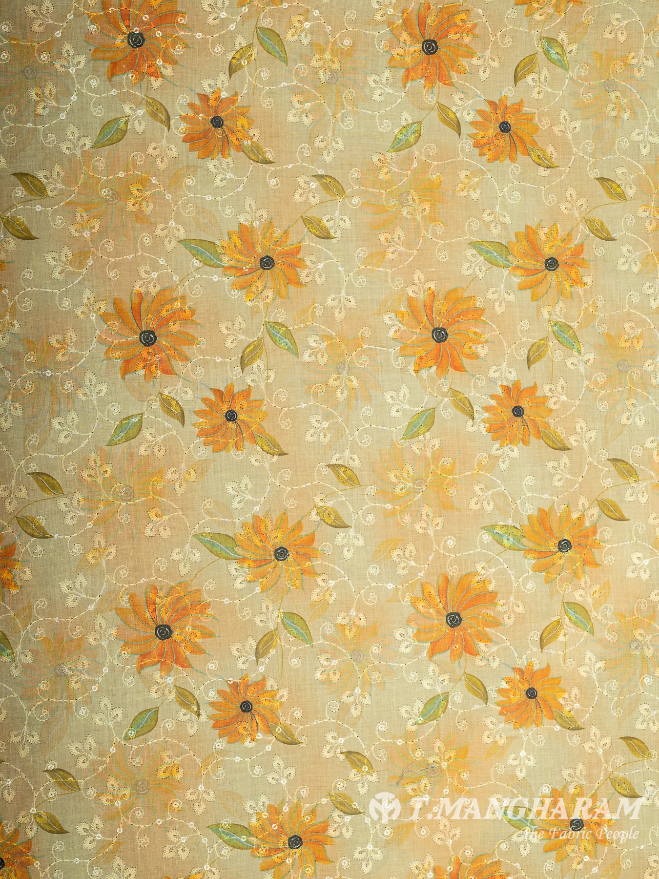 Yellow Cotton Embroidery Fabric - EA3842