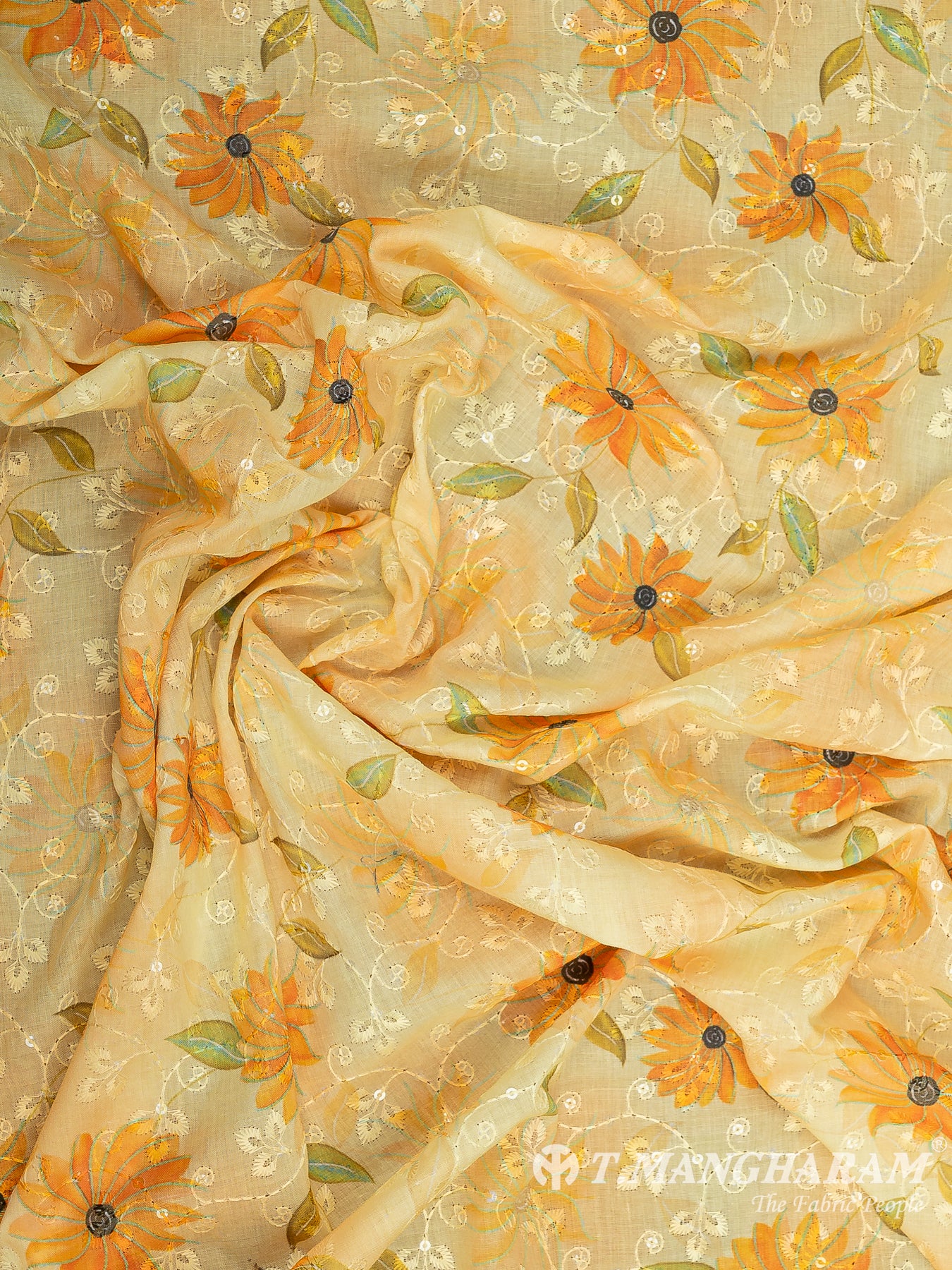 Yellow Cotton Embroidery Fabric - EA3842