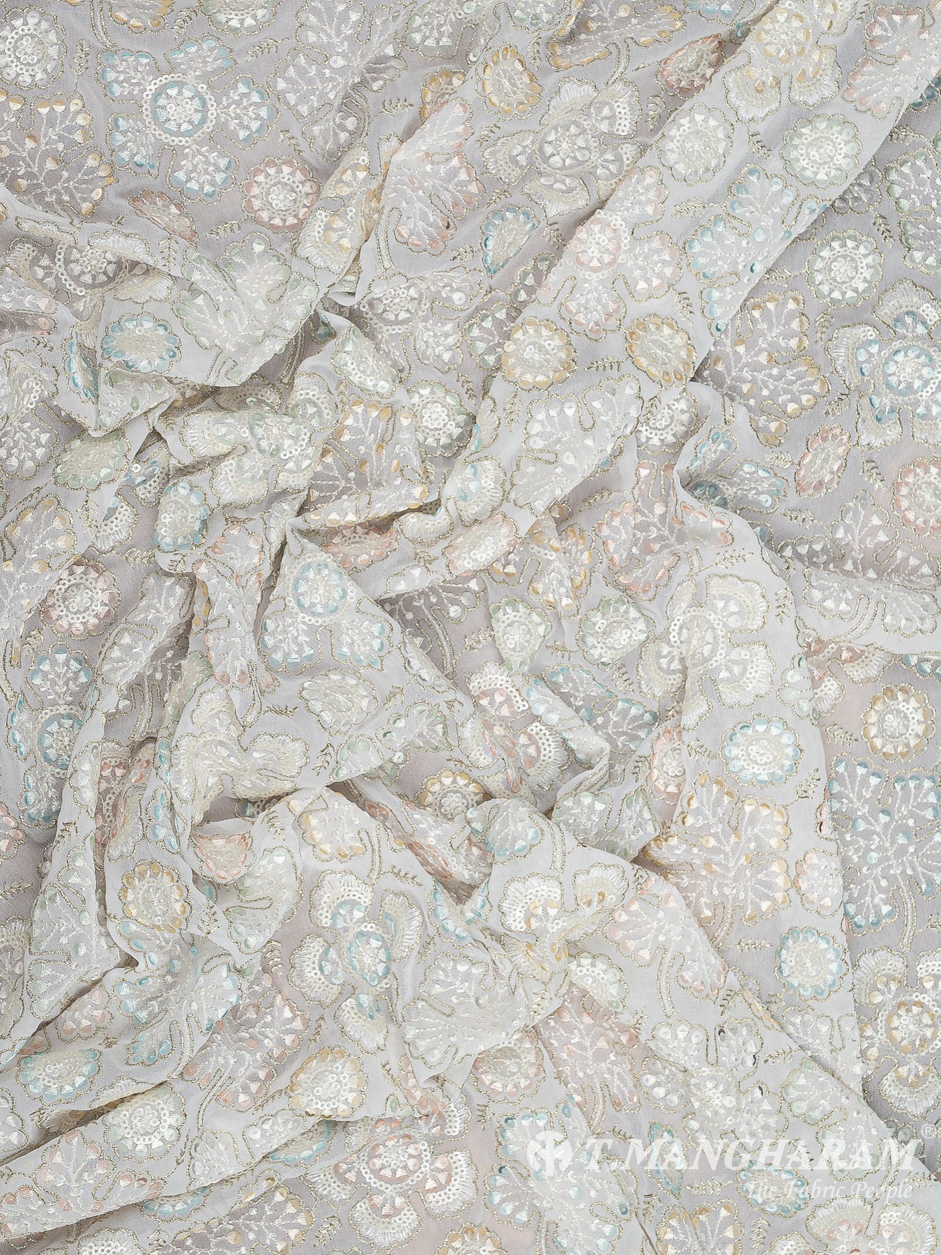 White Georgette Fabric - EC12480