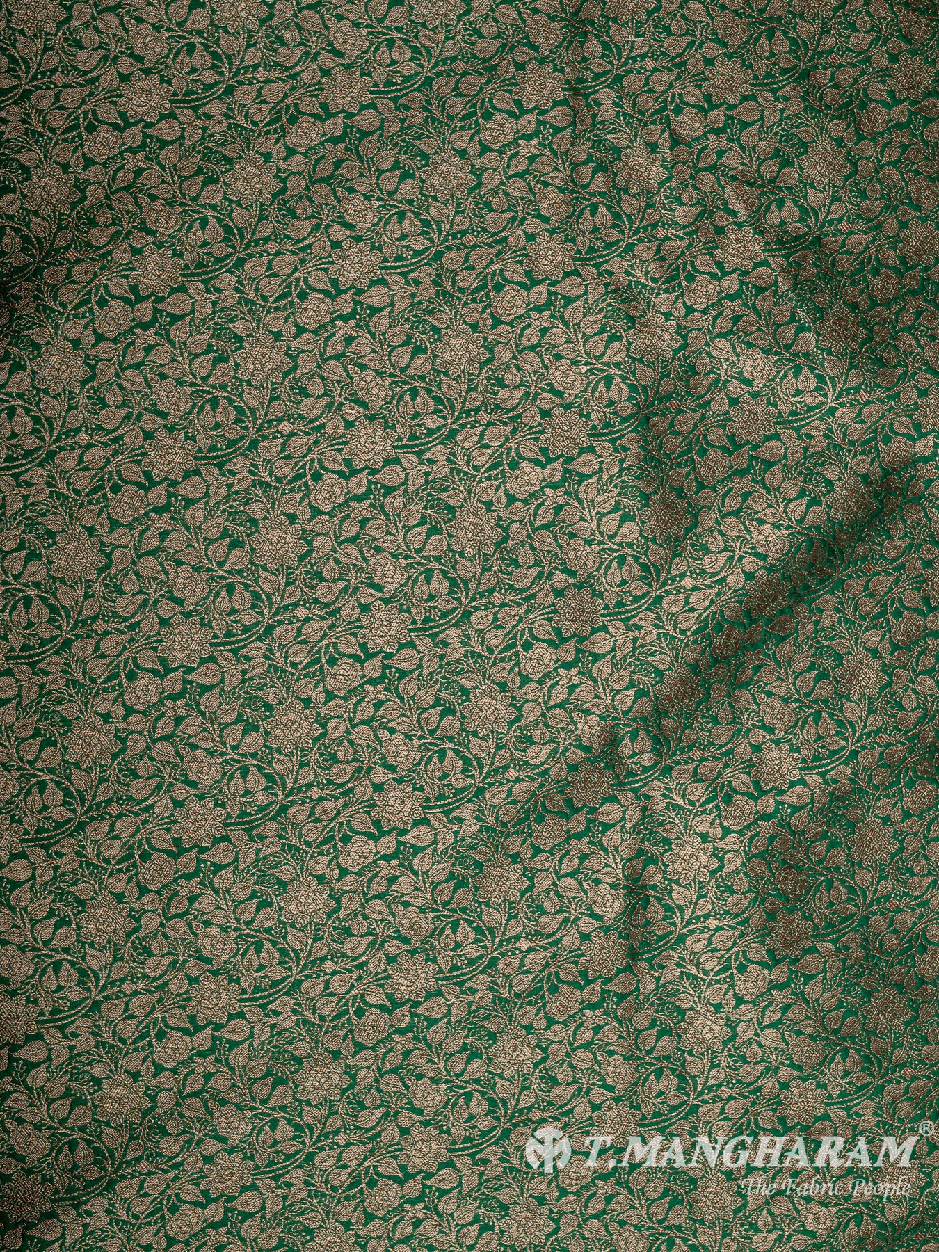Green Semi Banaras Fabric - EC12460