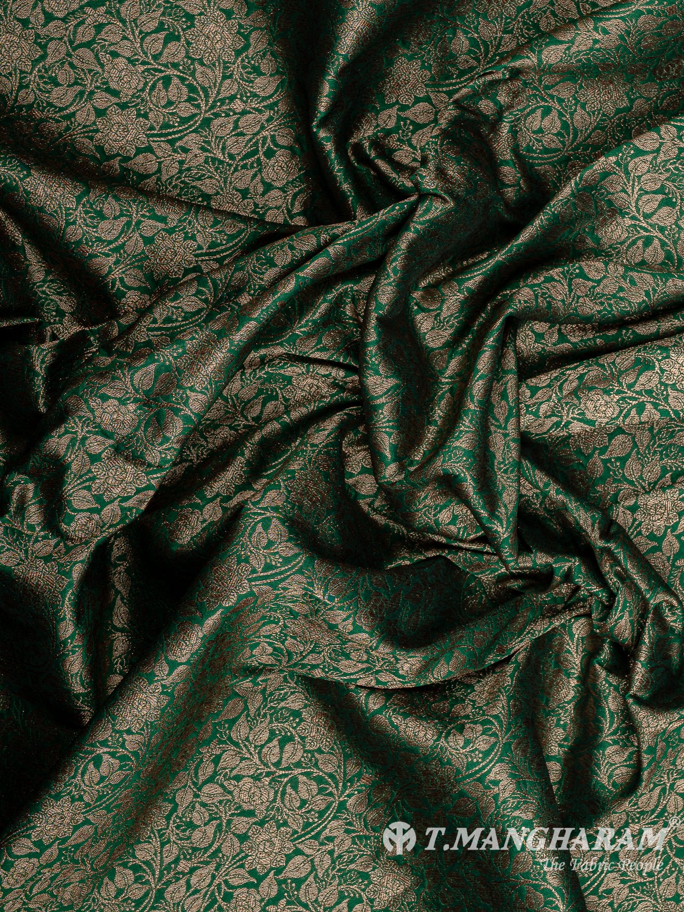 Green Semi Banaras Fabric - EC12460
