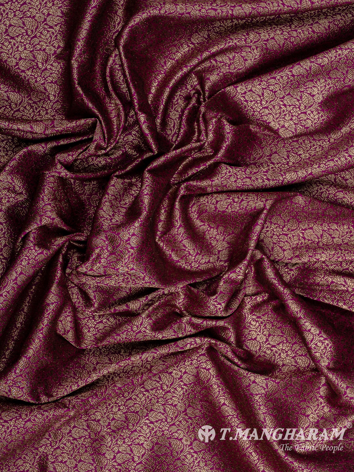 Purple Semi Banaras Fabric - EC12455