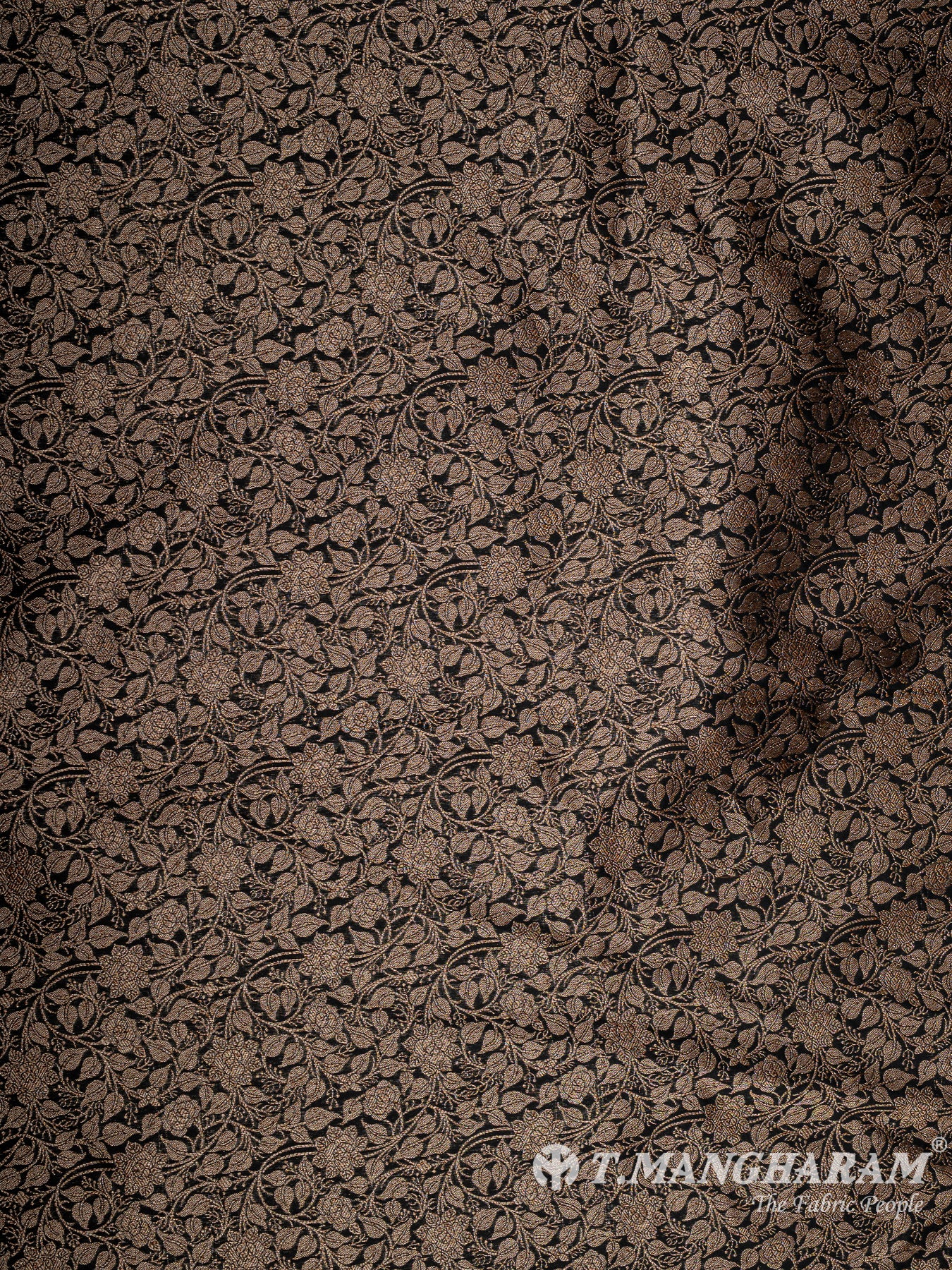 Black Semi Banaras Fabric - EC12463
