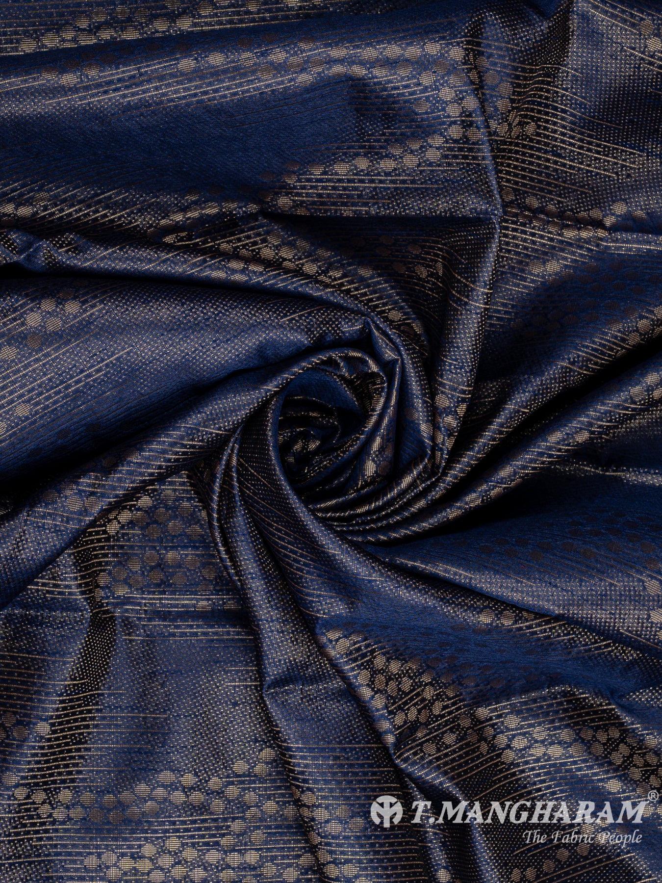 Blue Semi Banaras Fabric - EC12310