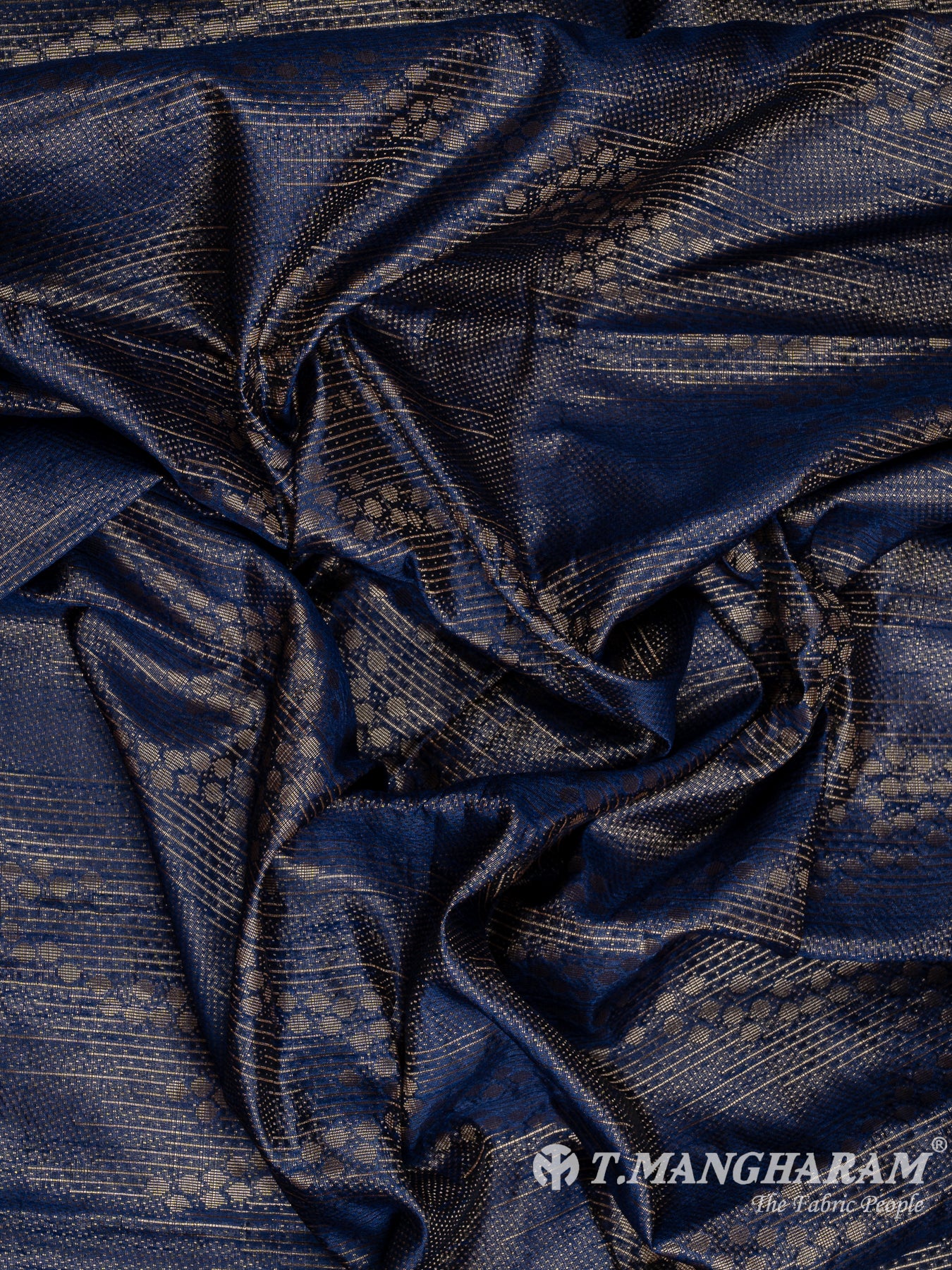 Blue Semi Banaras Fabric - EC12310