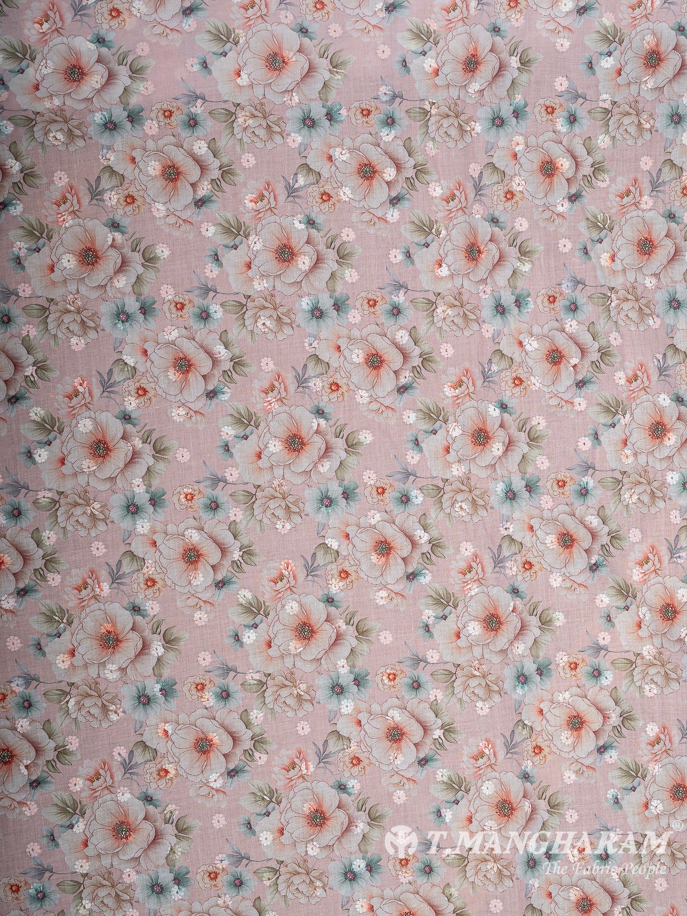 Pink Cotton Embroidery Fabric - EB9257