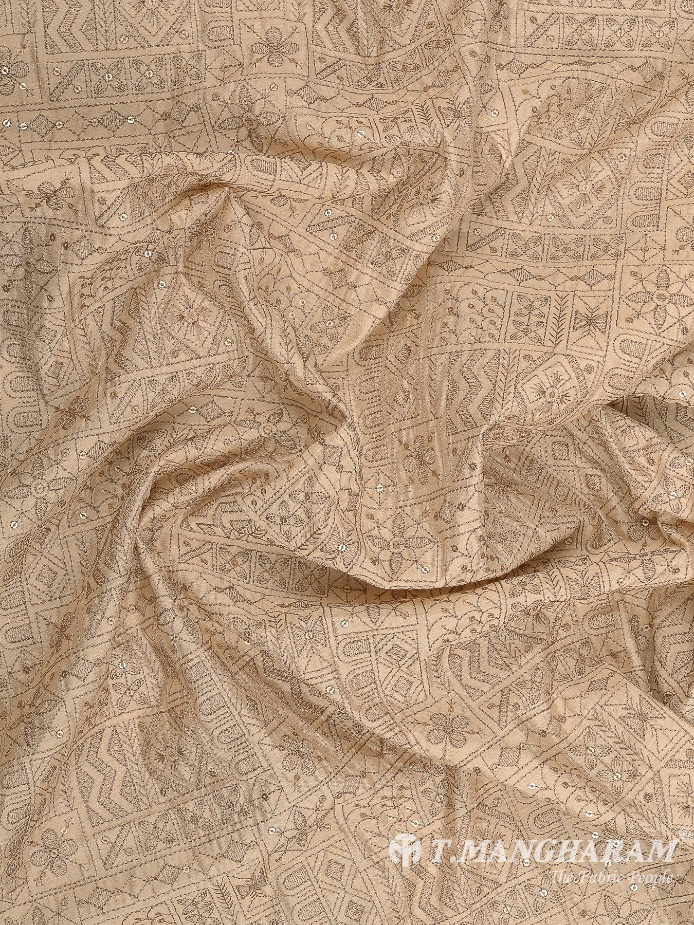 Beige Semi Raw Silk Fabric - EC12484