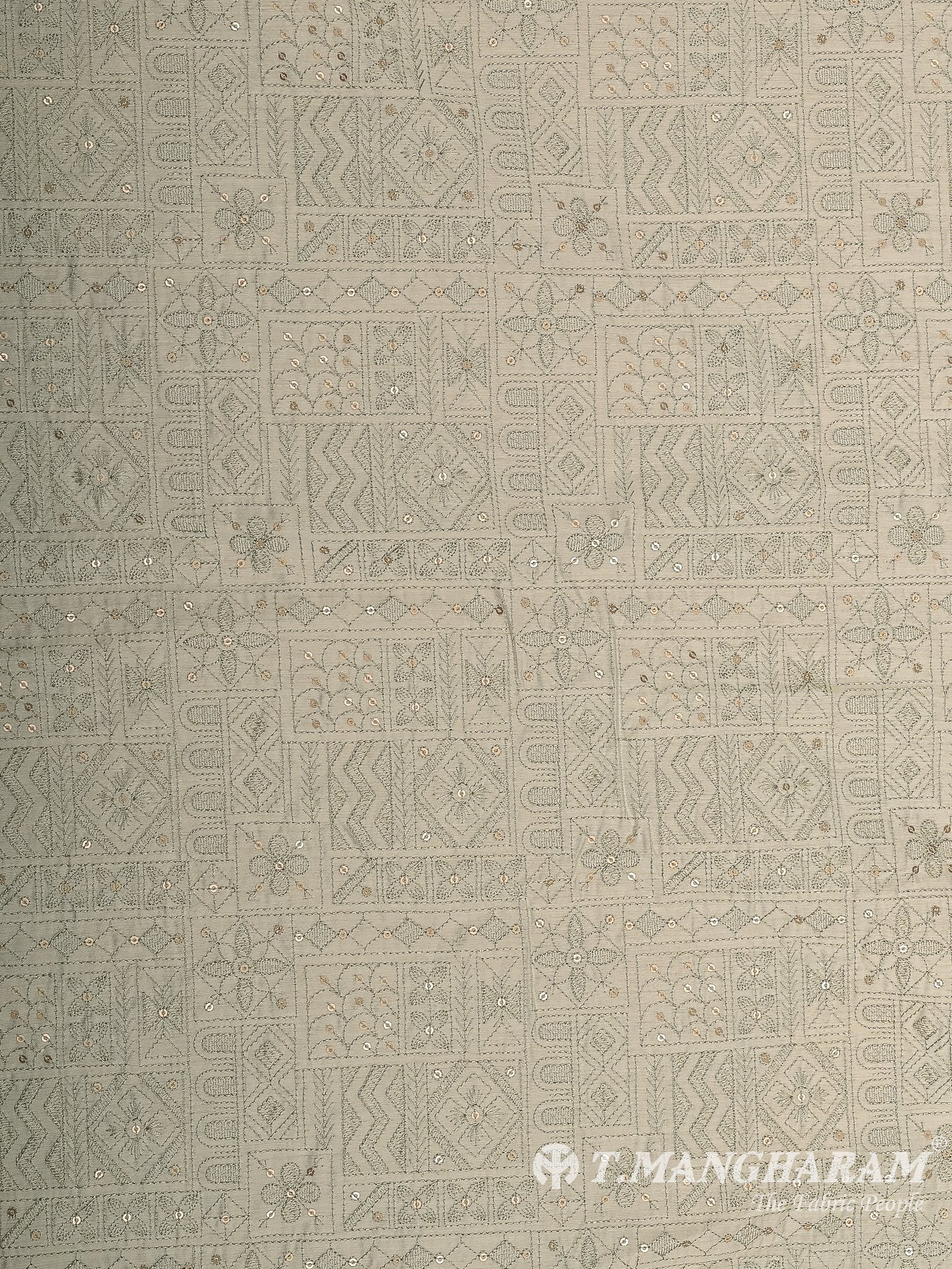 Beige Semi Raw Silk Fabric - EC12483