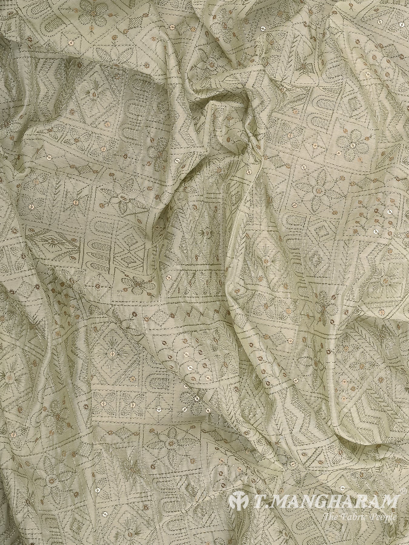 Beige Semi Raw Silk Fabric - EC12483