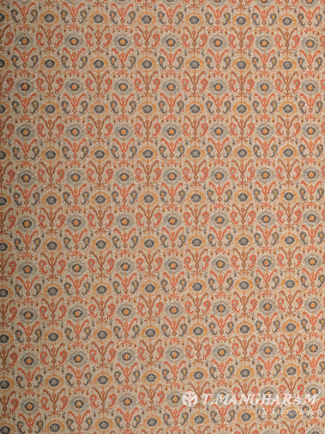Cream Semi Tussar Silk Fabric - EB9553