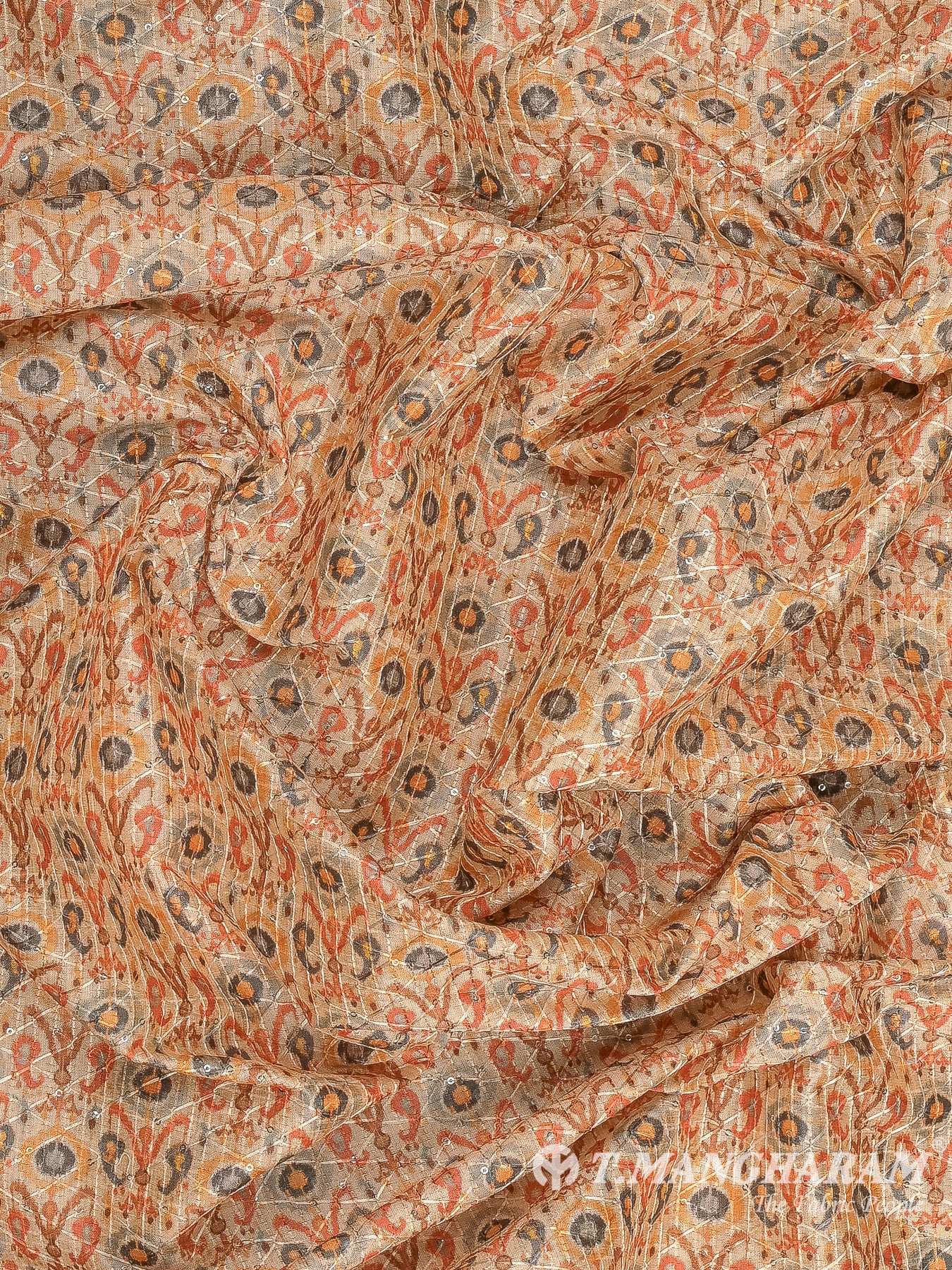 Cream Semi Tussar Silk Fabric - EB9553