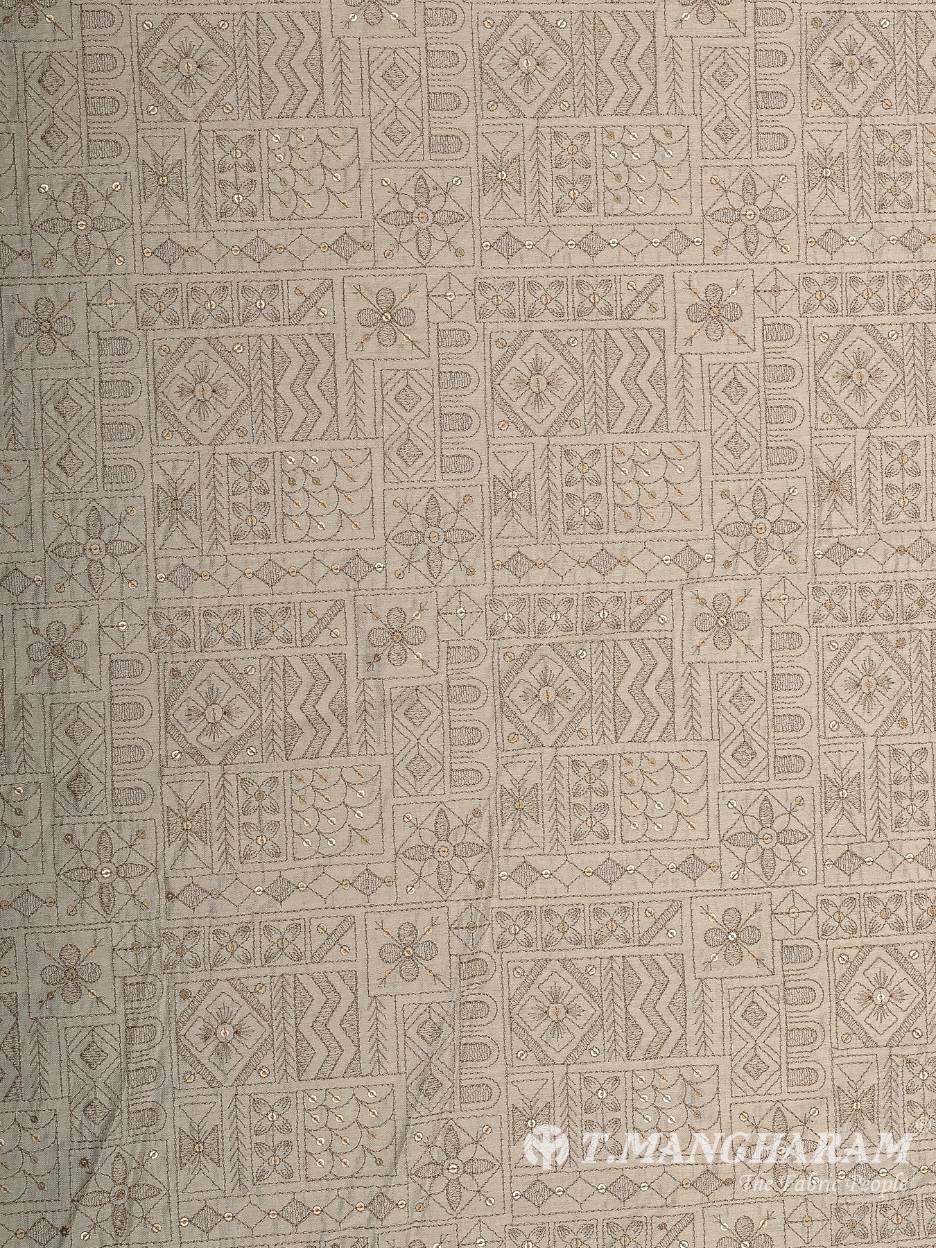 Beige Semi Raw Silk Fabric - EC12482
