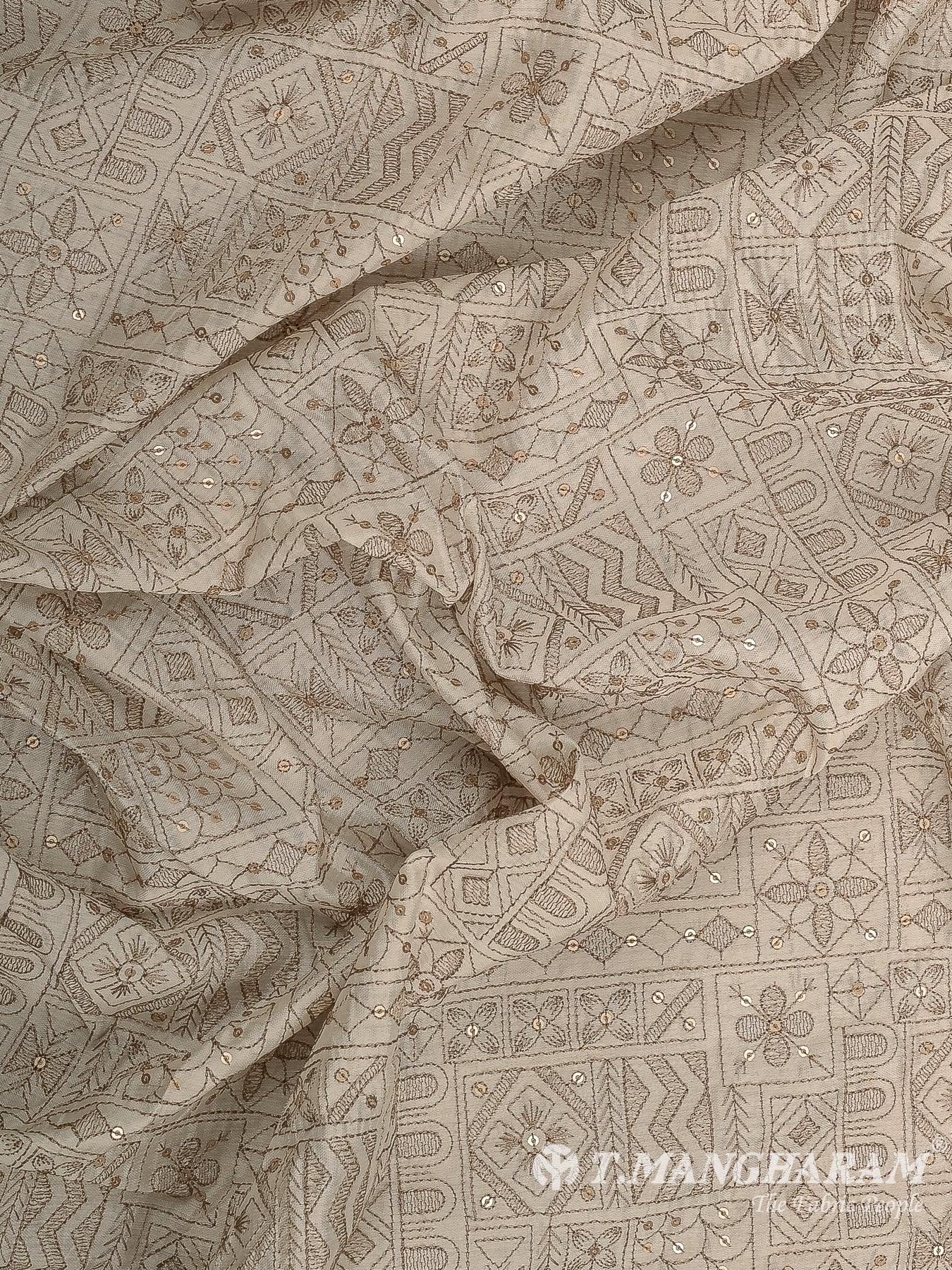Beige Semi Raw Silk Fabric - EC12482