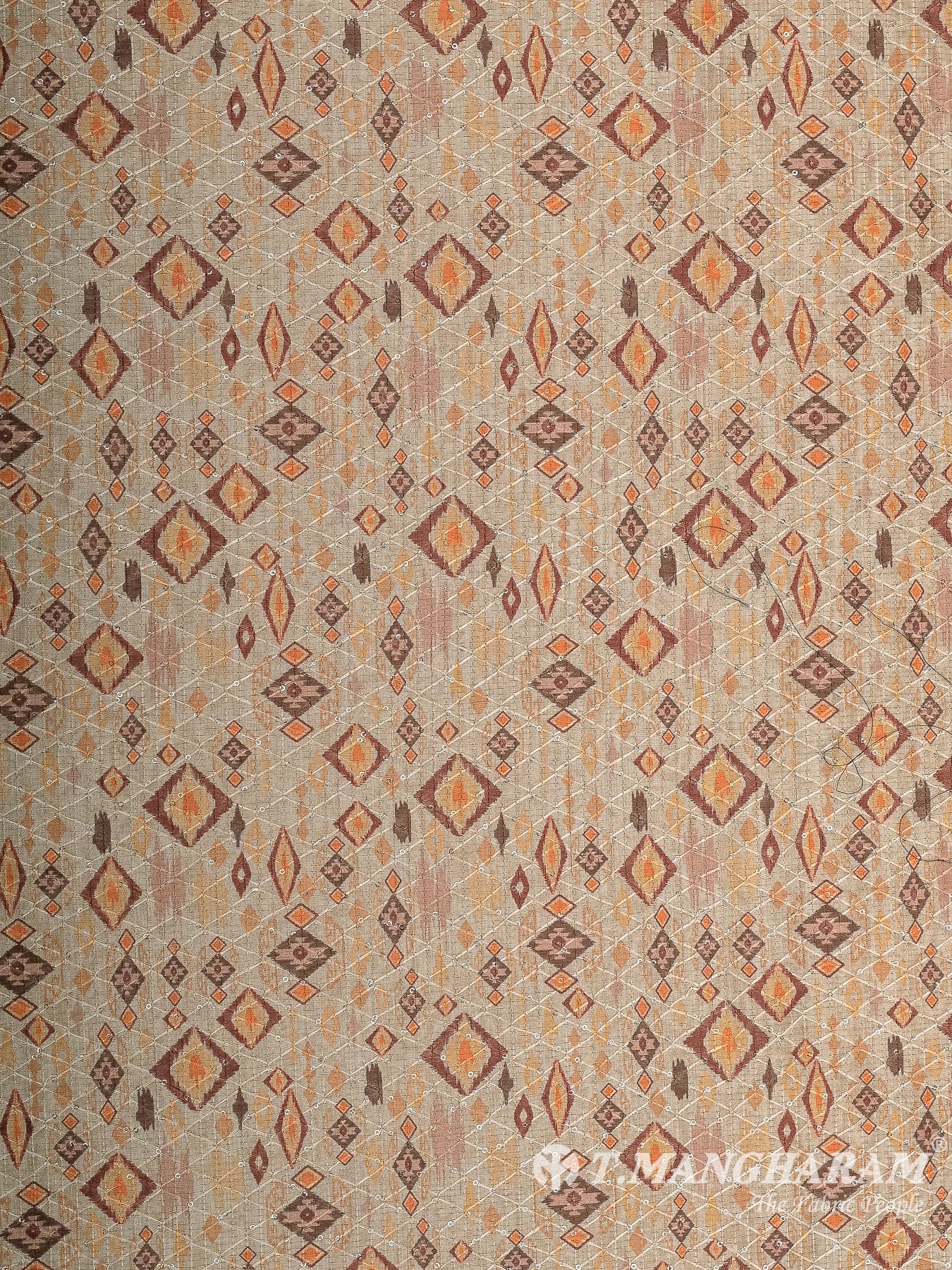 Cream Semi Tussar Silk Fabric - EB9552