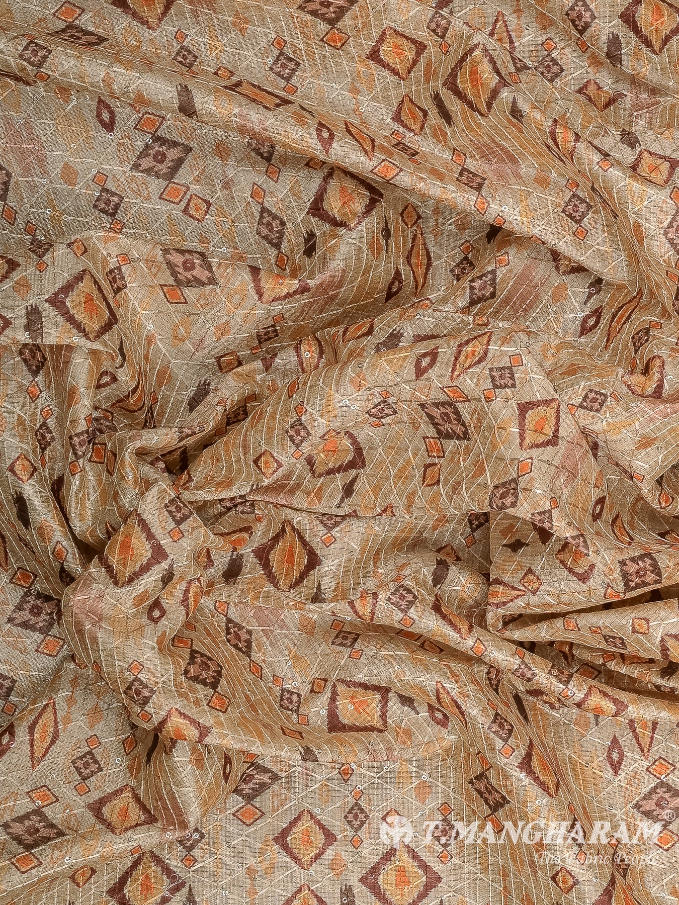 Cream Semi Tussar Silk Fabric - EB9552
