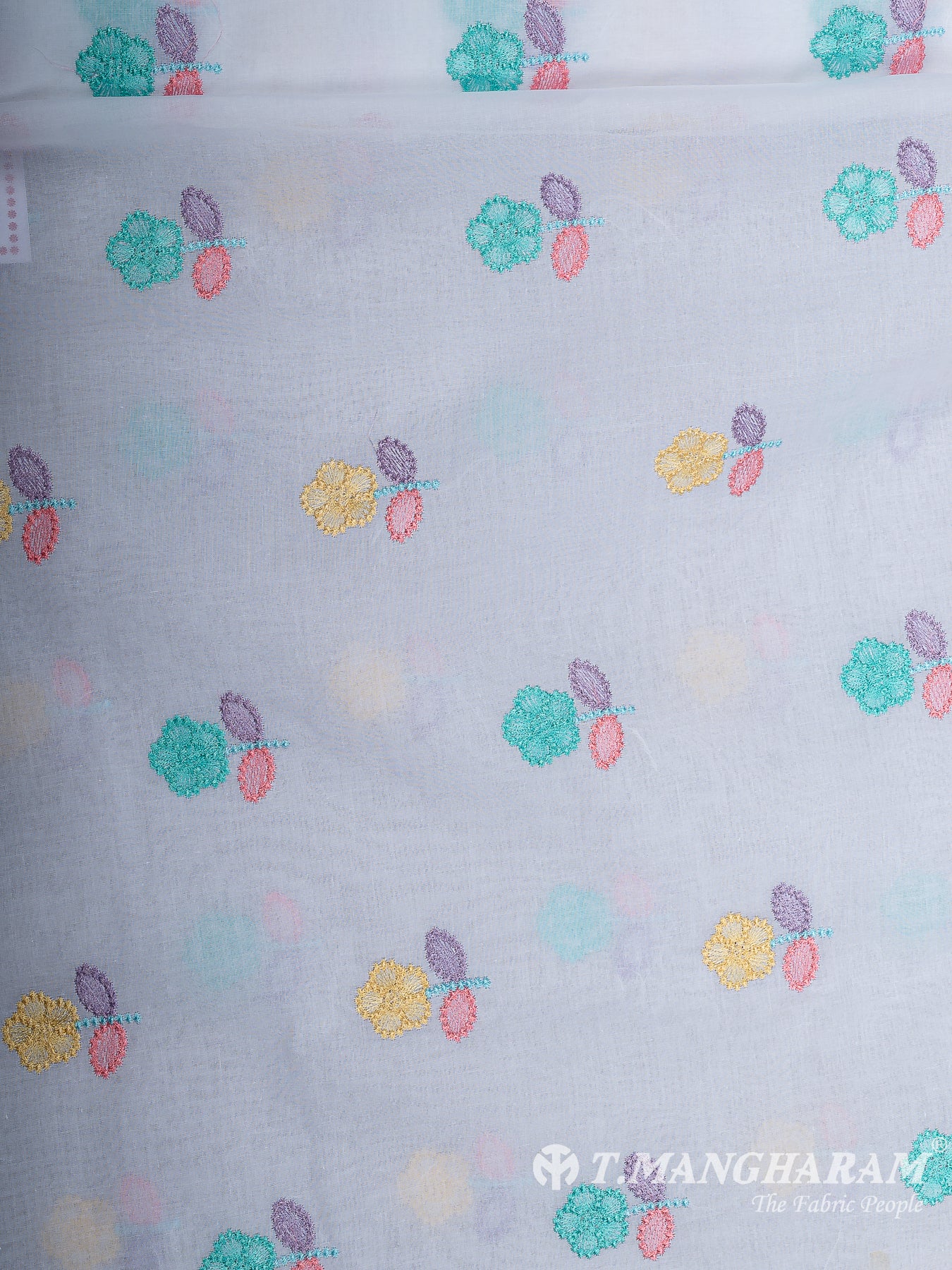 White Cotton Embroidery Fabric - EB9600