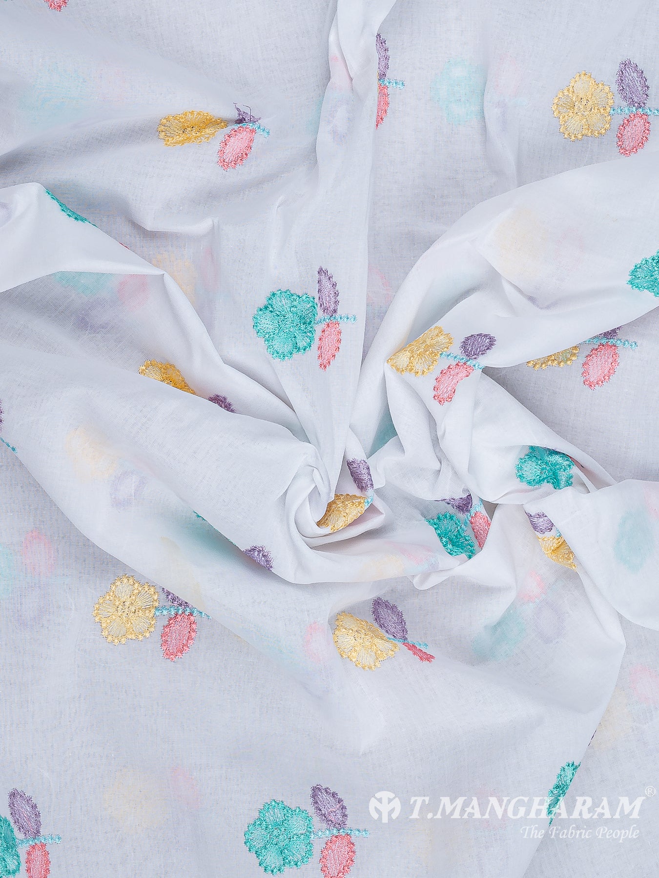 White Cotton Embroidery Fabric - EB9600