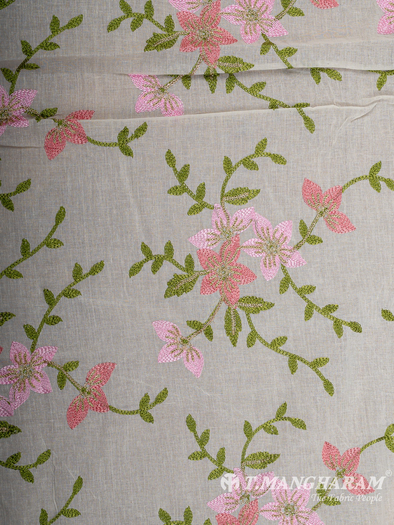 Cream Cotton Embroidery Fabric - EC12568
