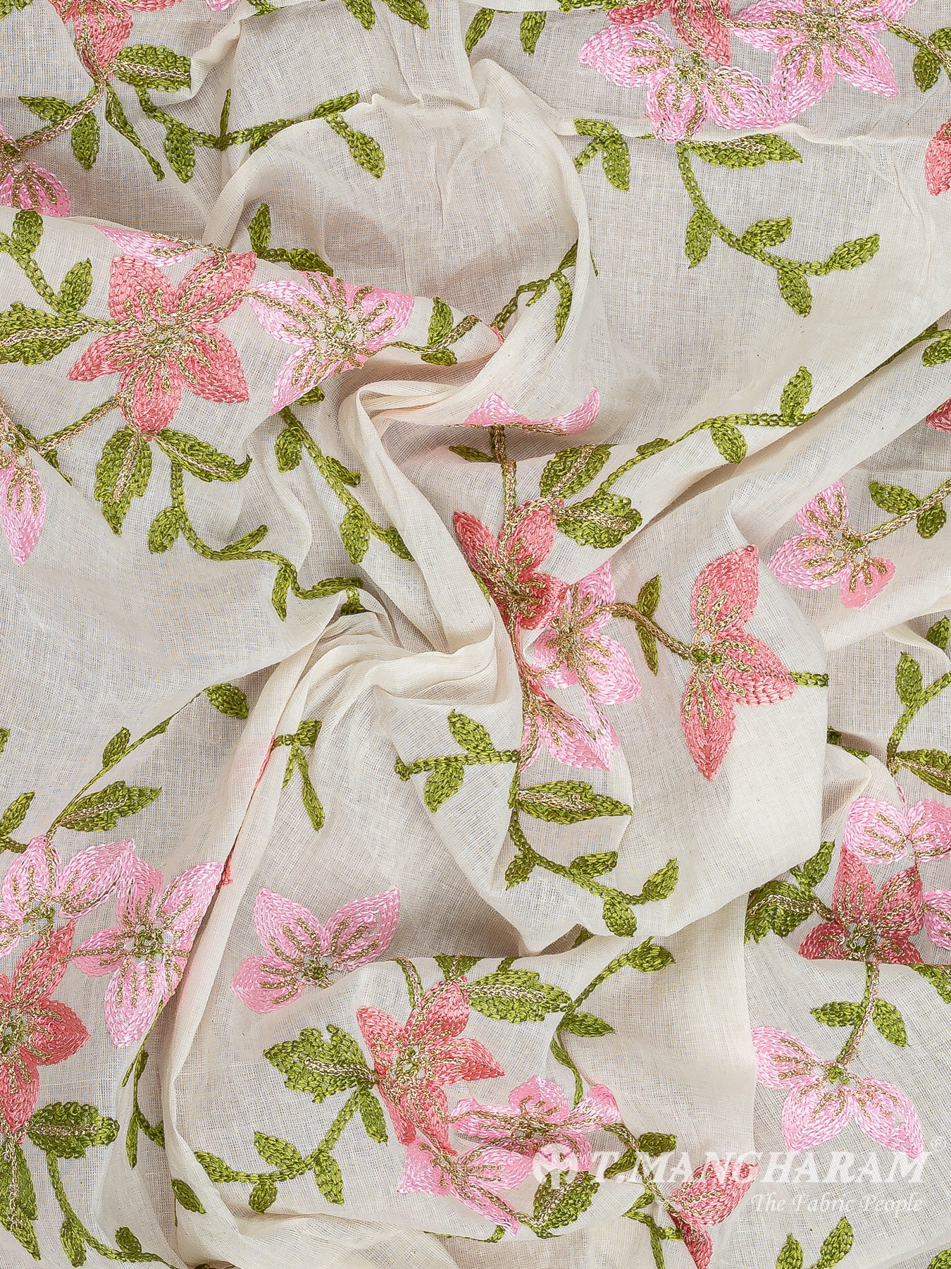 Cream Cotton Embroidery Fabric - EC12568