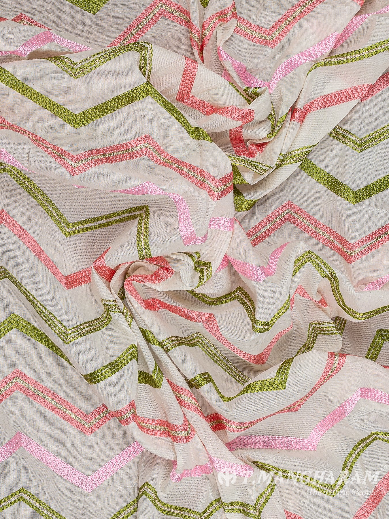 Cream Cotton Embroidery Fabric - EC12574