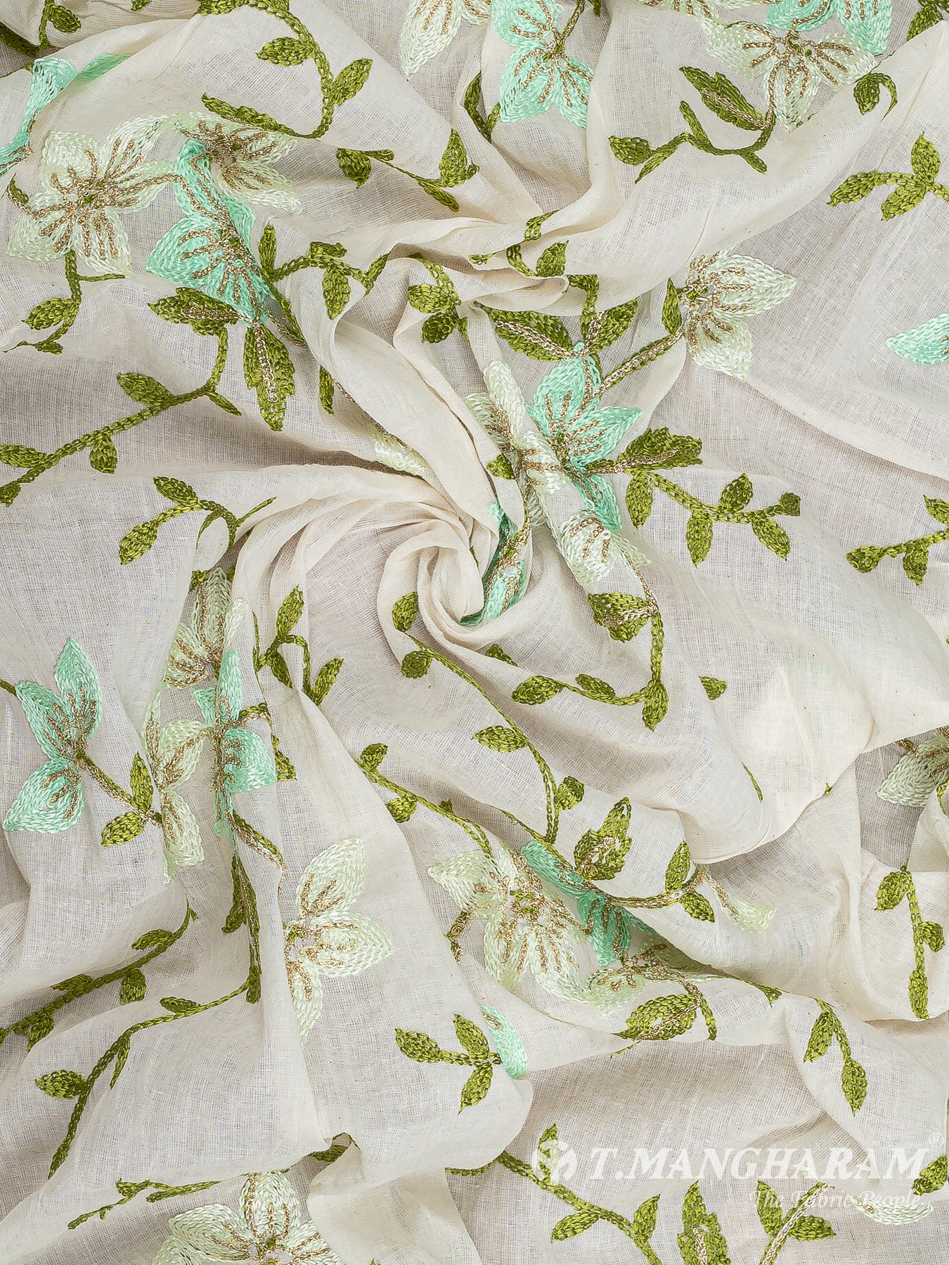 Cream Cotton Embroidery Fabric - EC12567