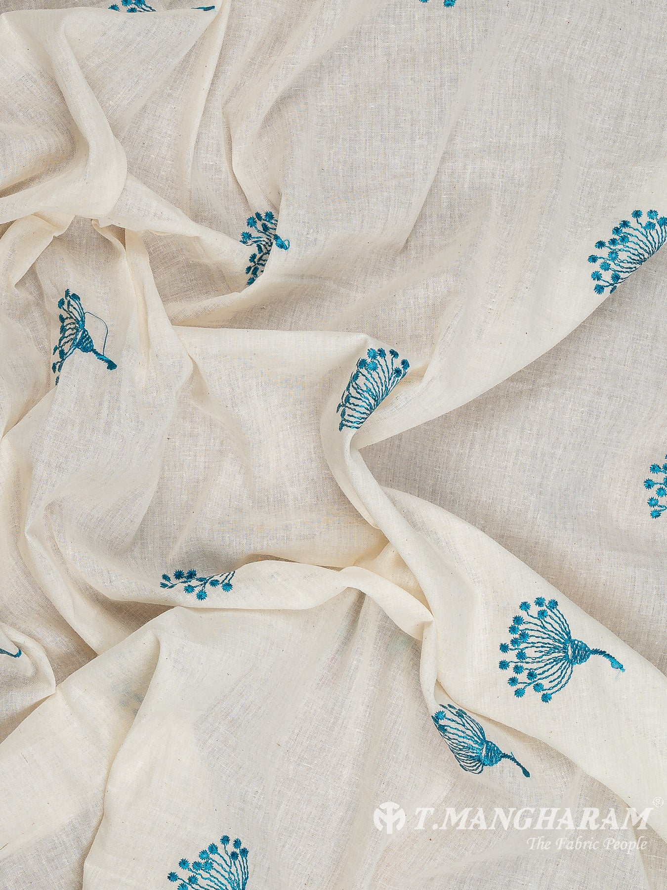 Cream Cotton Embroidery Fabric - EC12583