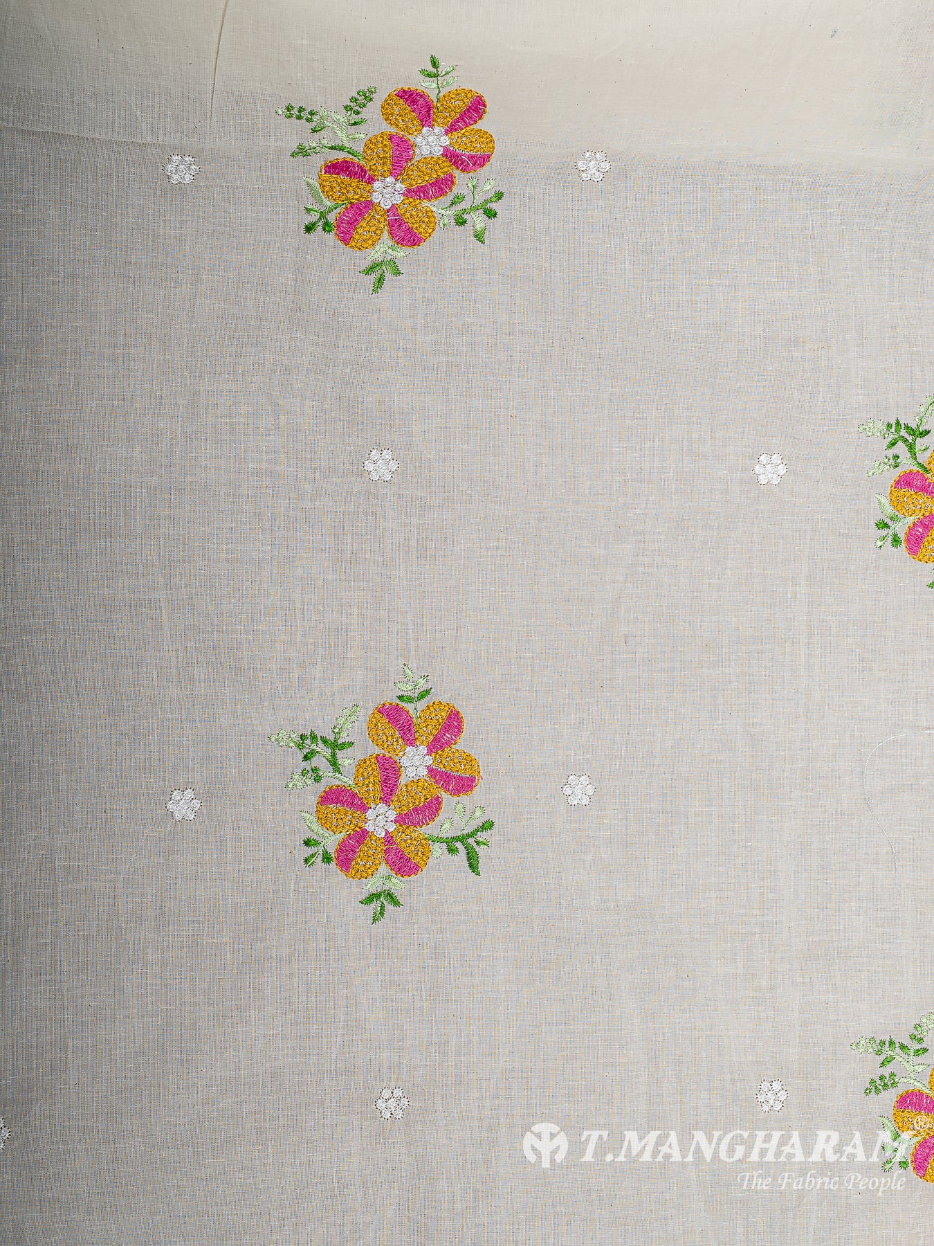 Cream Cotton Embroidery Fabric - EC12587