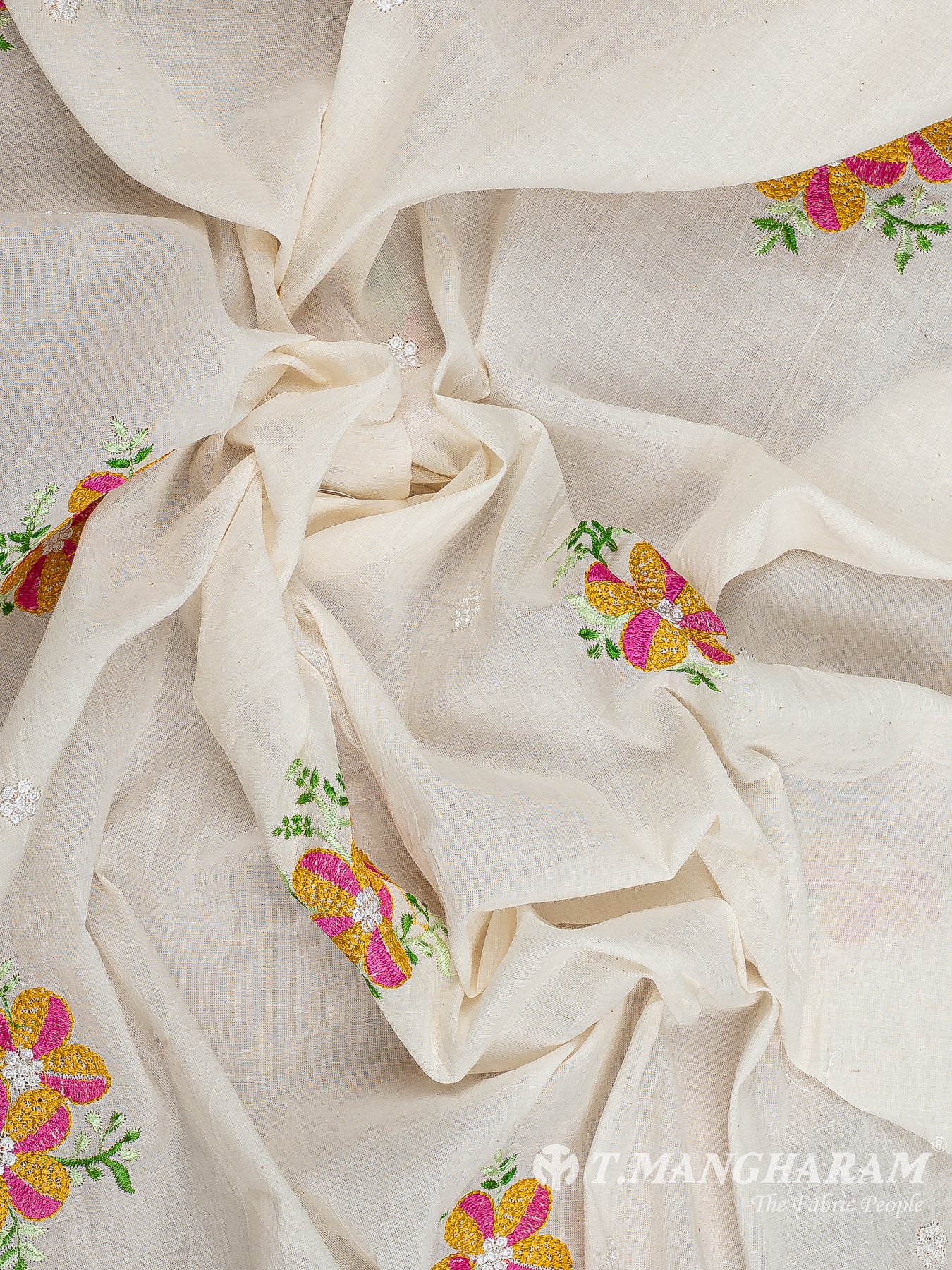Cream Cotton Embroidery Fabric - EC12587