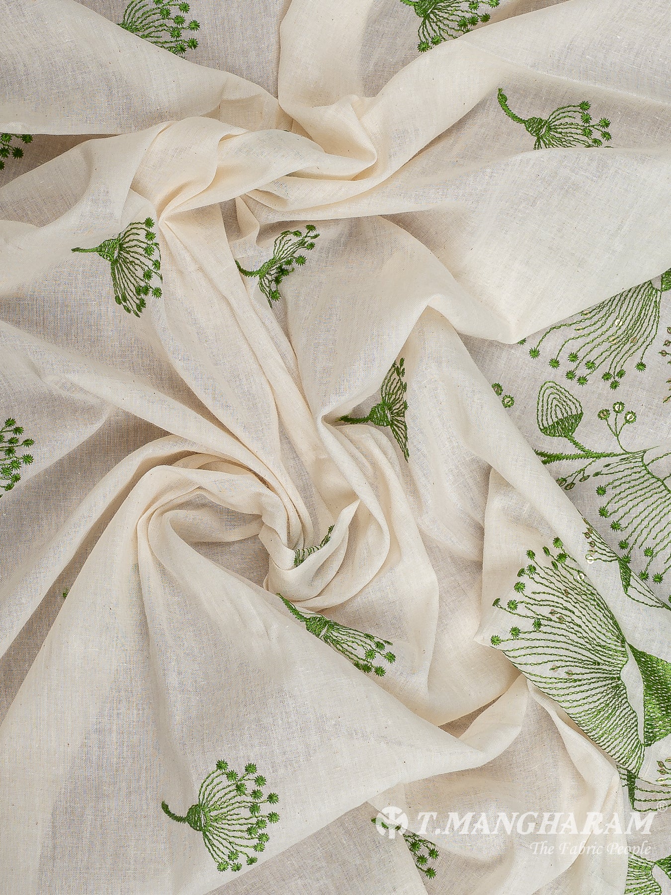 Cream Cotton Embroidery Fabric - EC12577