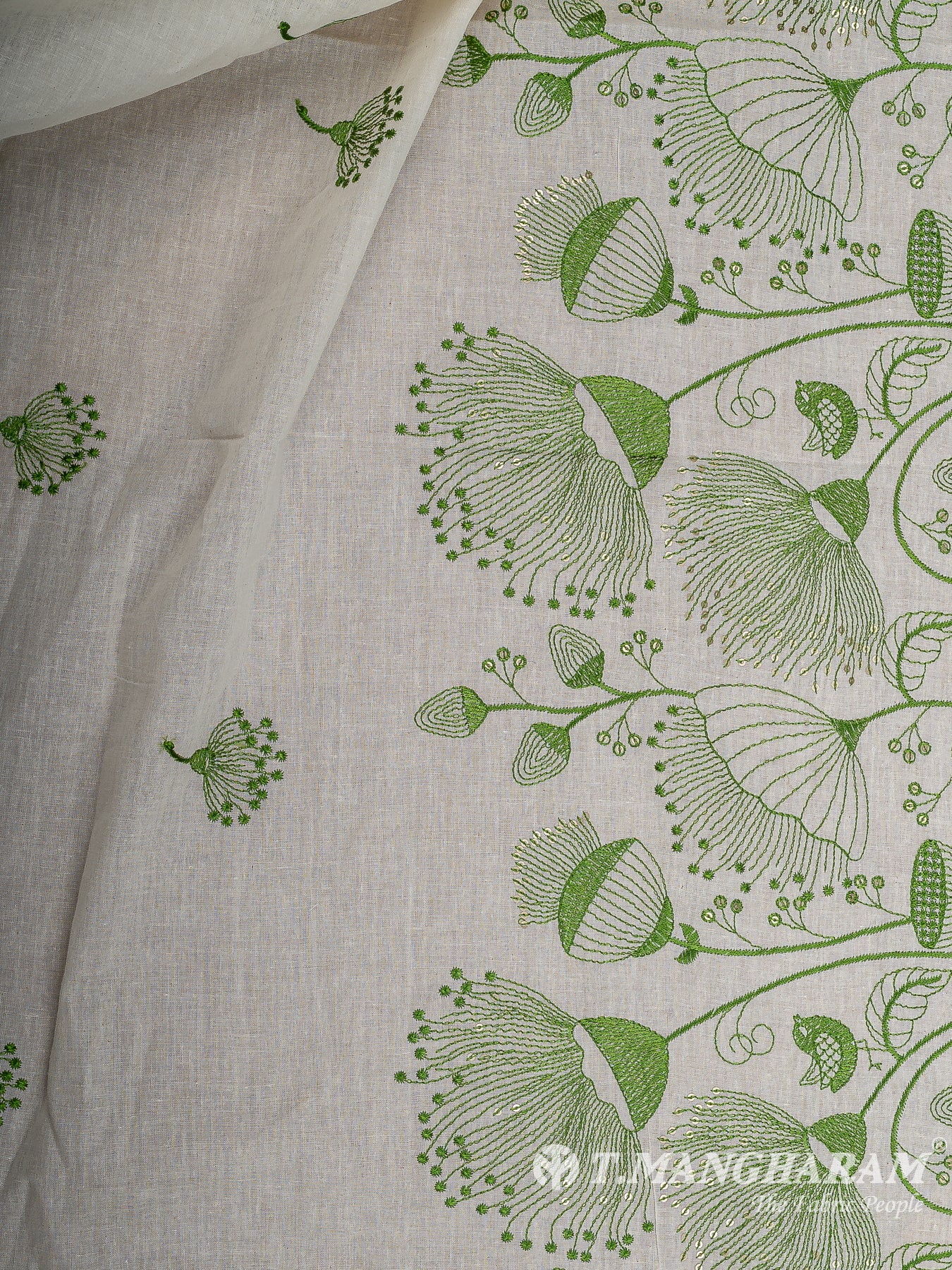 Cream Cotton Embroidery Fabric - EC12577