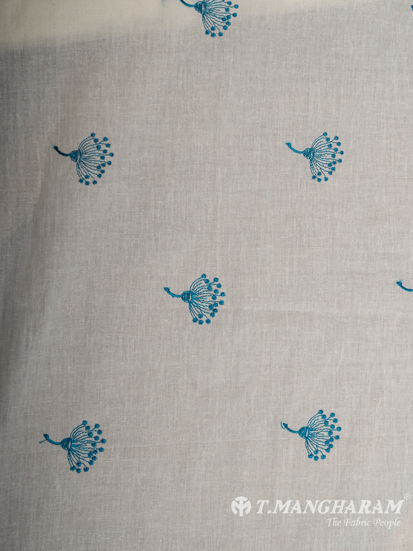 Cream Cotton Embroidery Fabric - EC12579