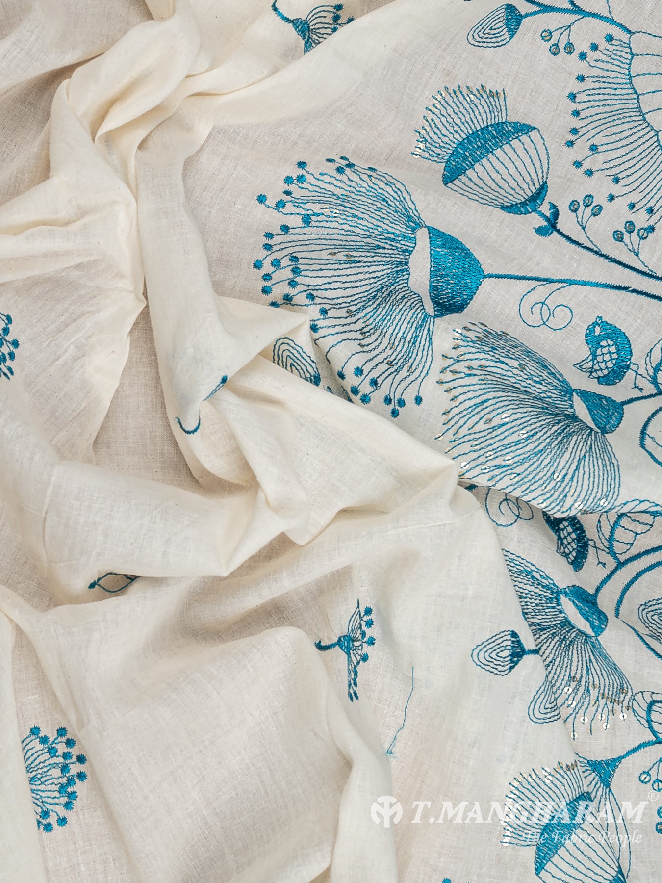 Cream Cotton Embroidery Fabric - EC12579