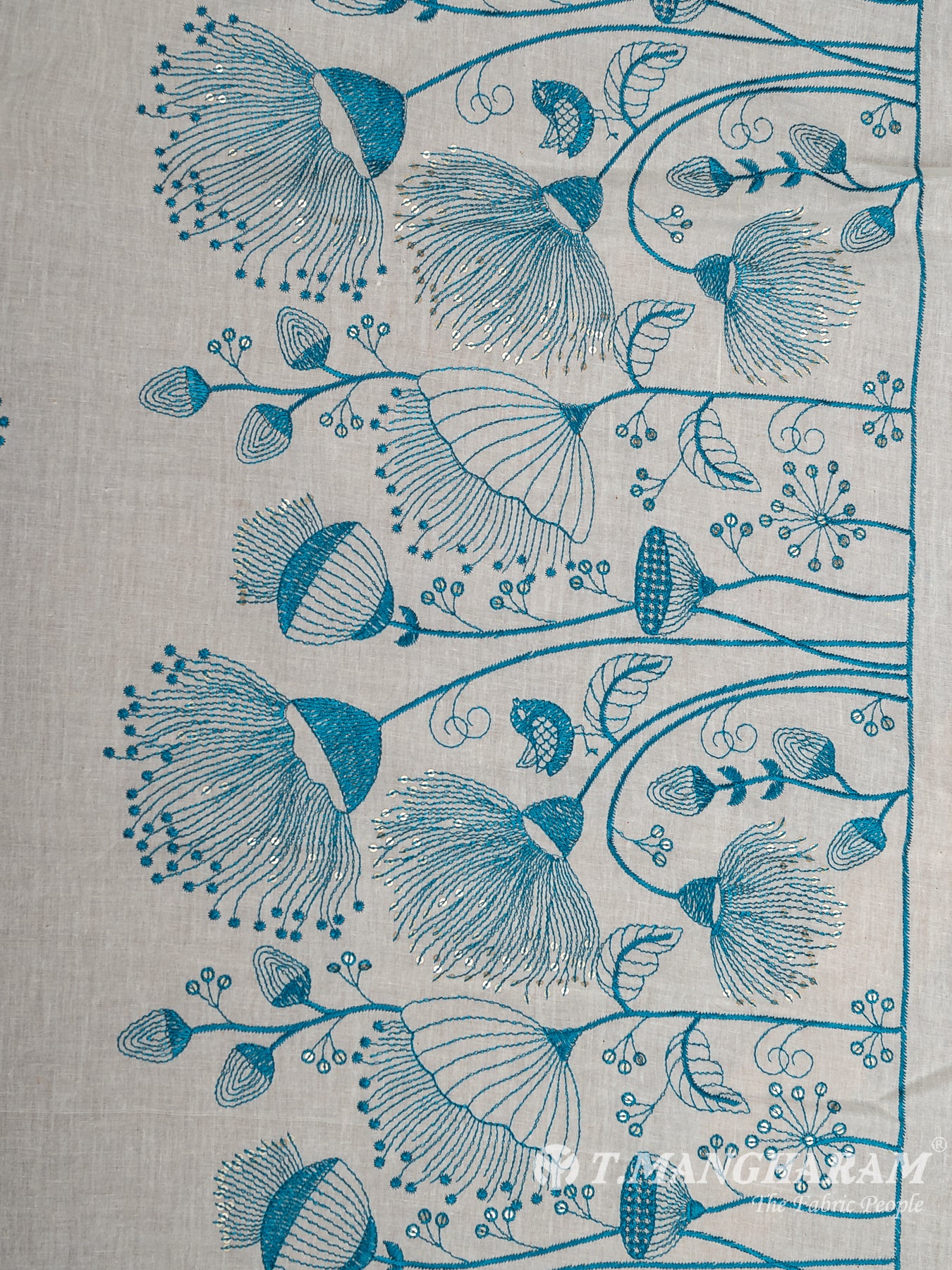 Cream Cotton Embroidery Fabric - EC12579