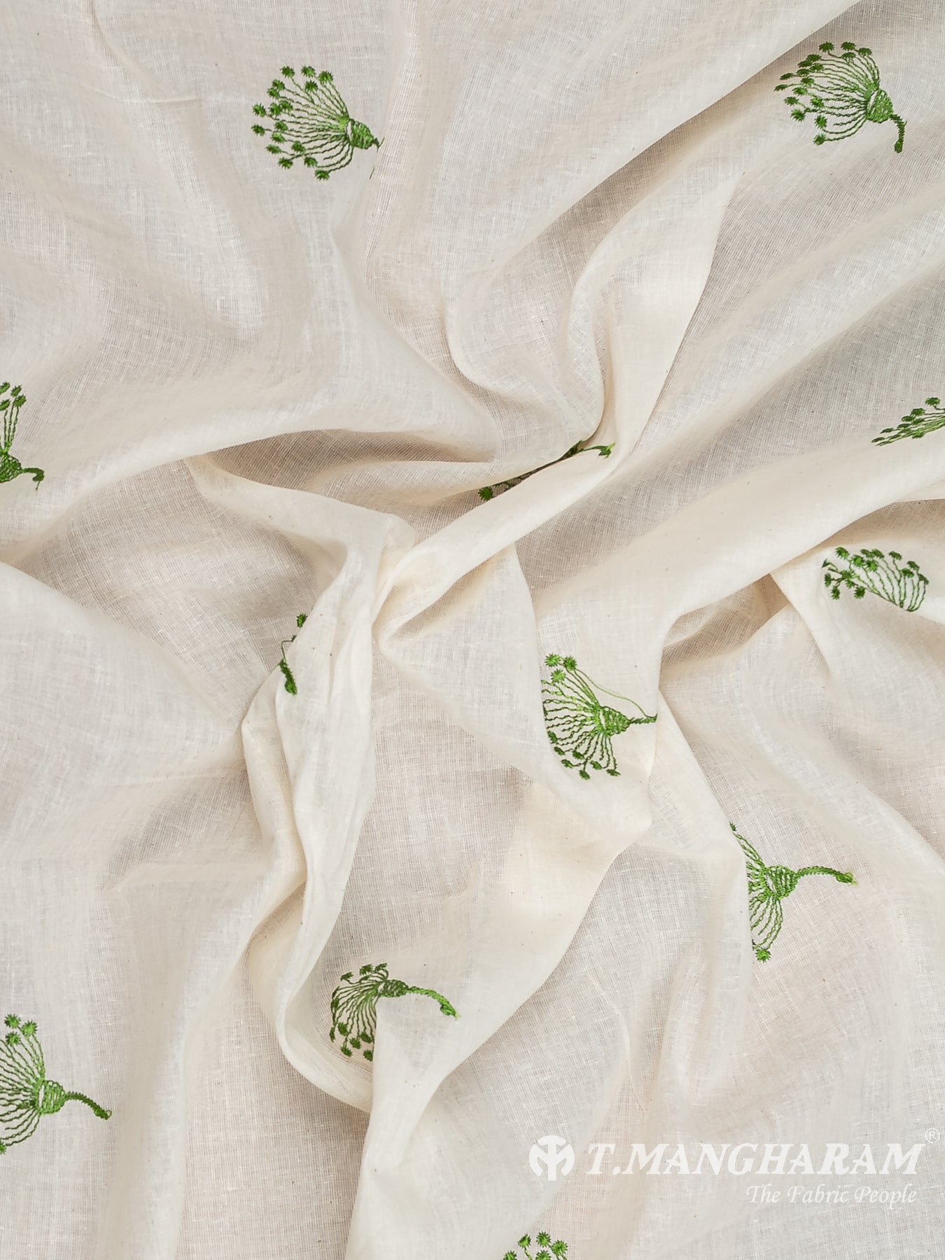 Cream Cotton Embroidery Fabric - EC12580