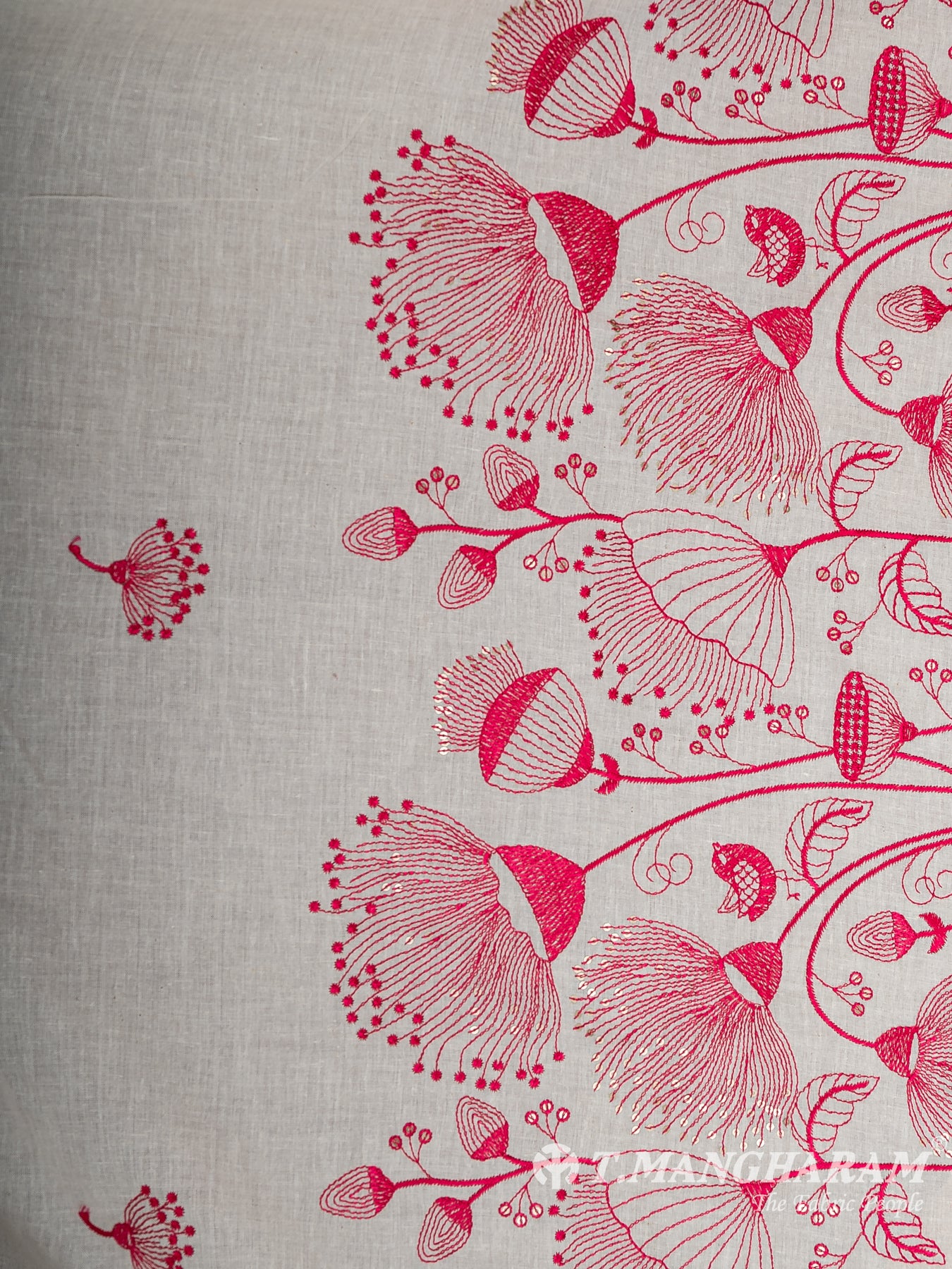 Cream Cotton Embroidery Fabric - EC12578