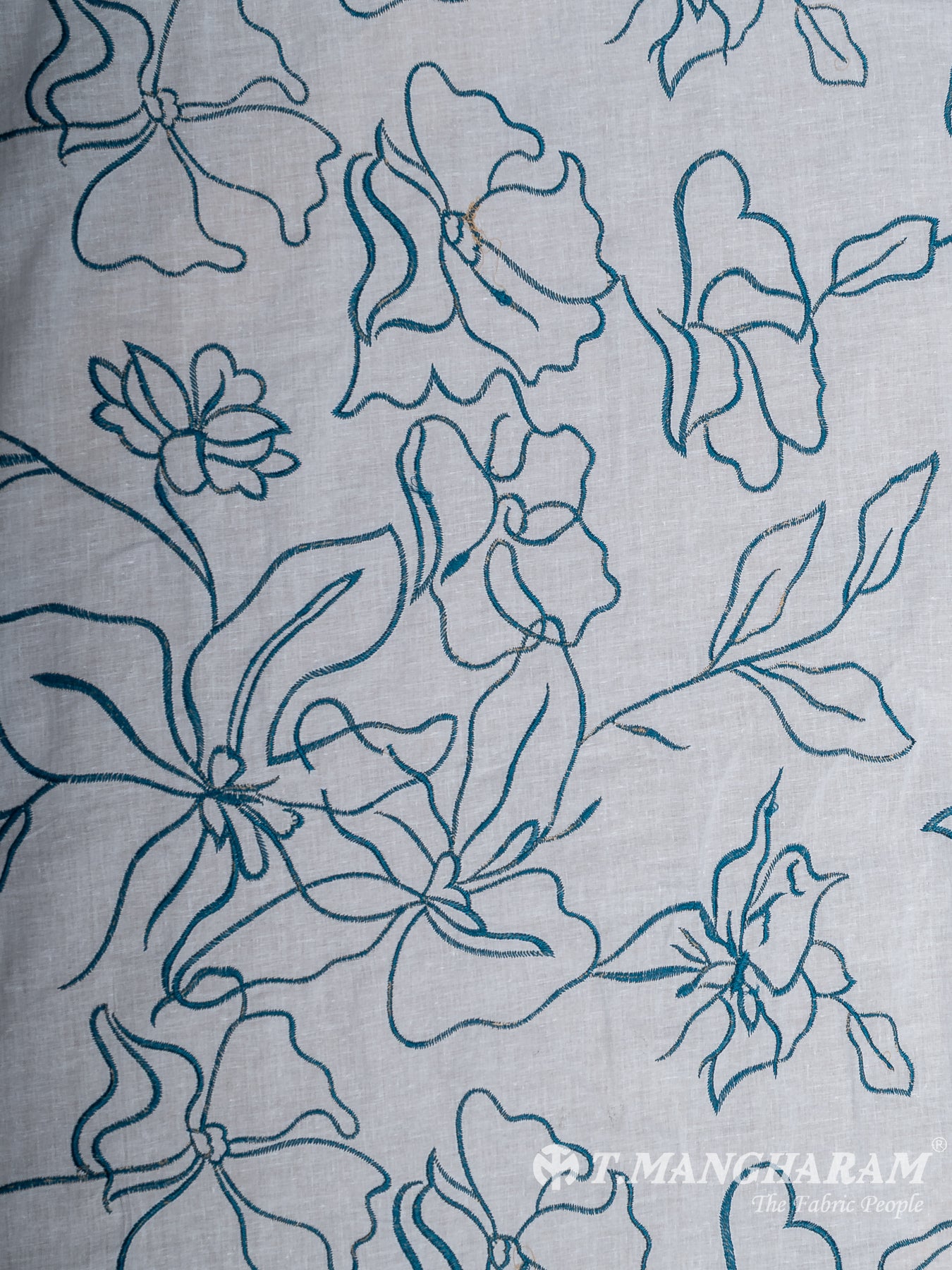 White Cotton Embroidery Fabric - EC12585