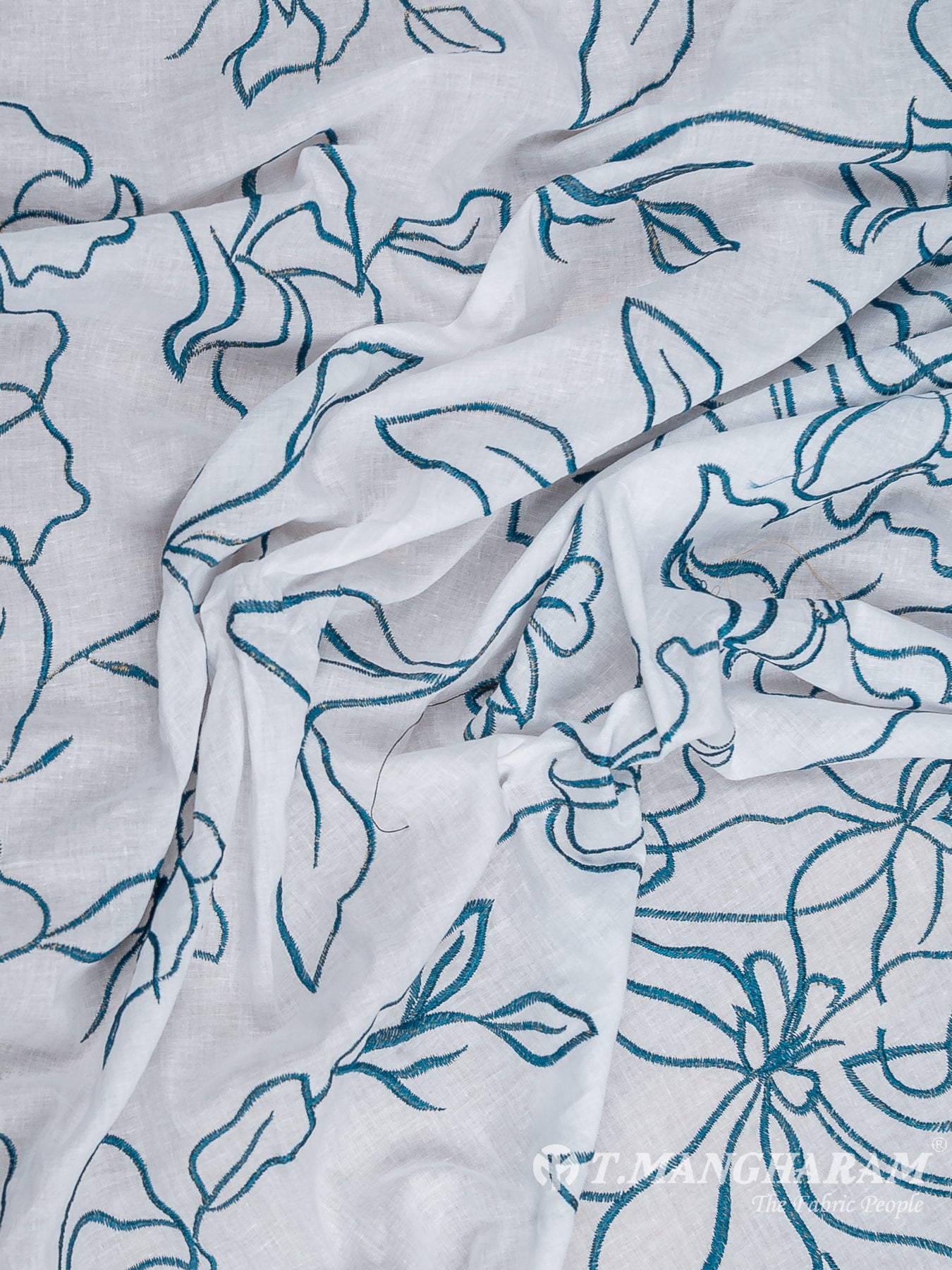 White Cotton Embroidery Fabric - EC12585
