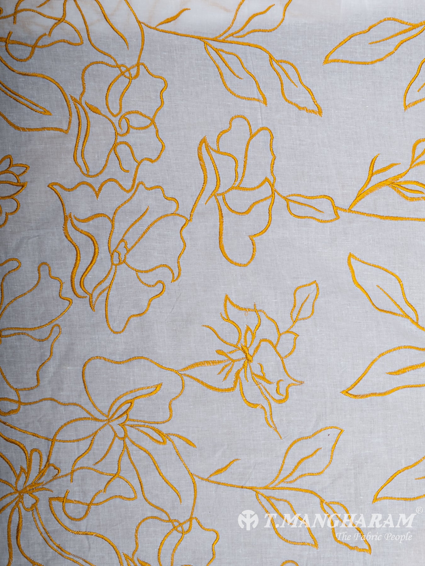 White Cotton Embroidery Fabric - EC12584