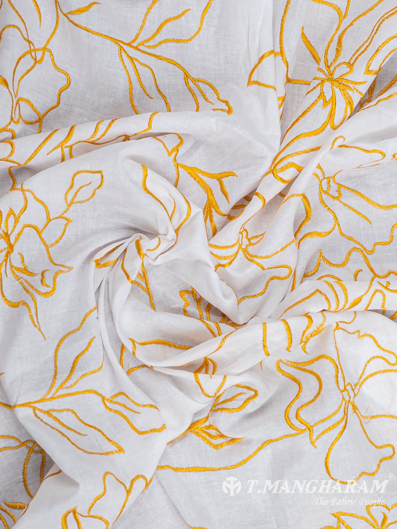 White Cotton Embroidery Fabric - EC12584